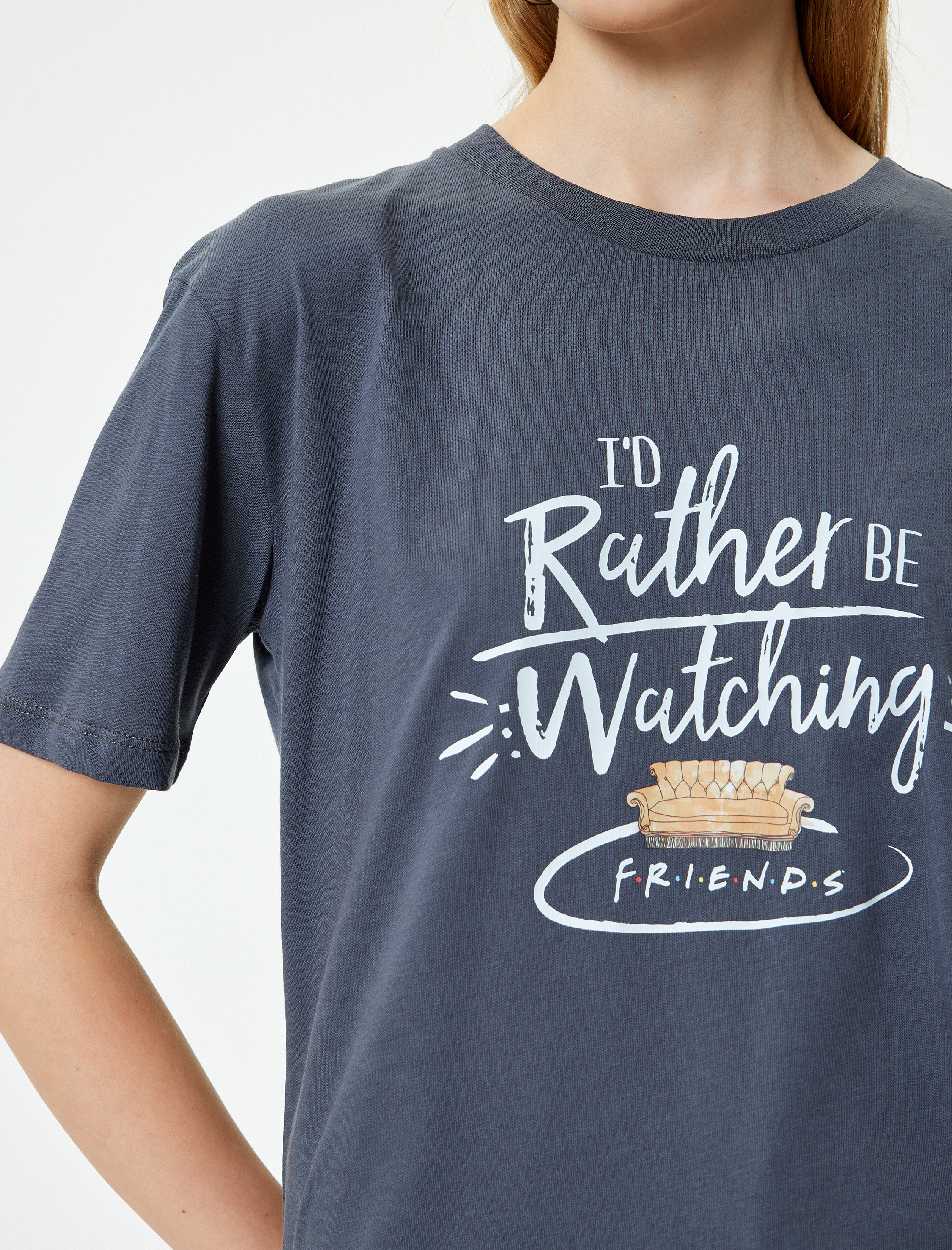   Friends Oversize Tişört Arkası Baskılı Kısa Kollu Lisanslı