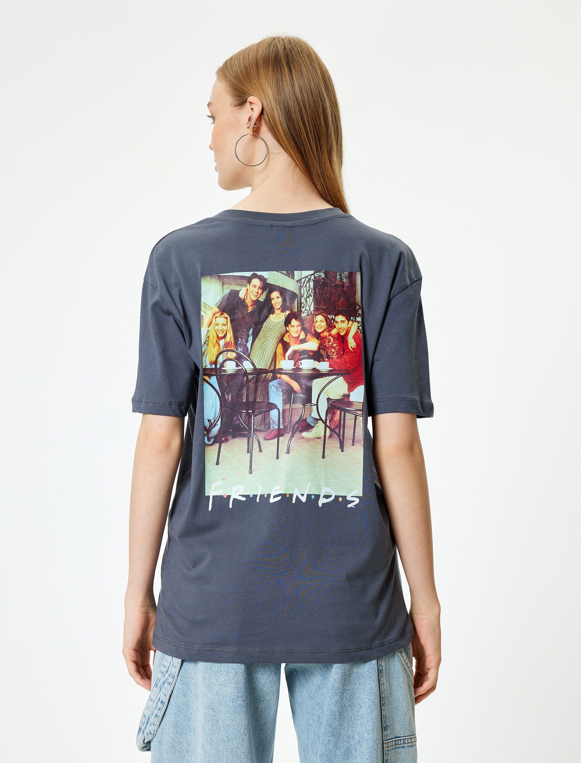   Friends Oversize Tişört Arkası Baskılı Kısa Kollu Lisanslı