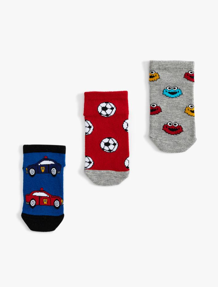 Erkek Çocuk 3'lü Desenli Patik Çorap Seti