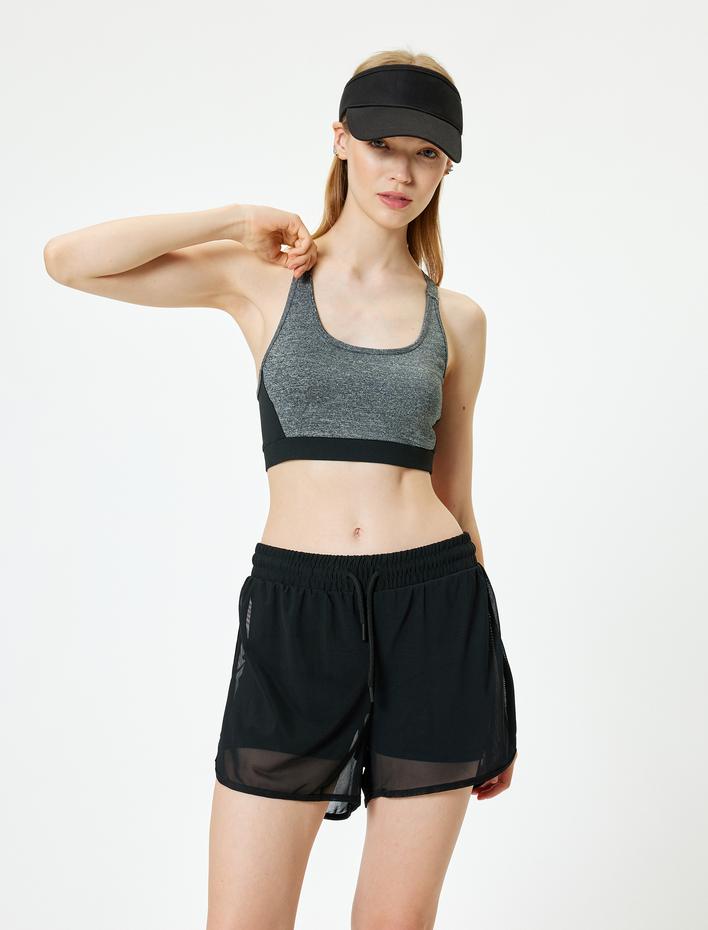  Sporcu Sütyeni U Yaka Slim Fit Kaplı Sırt Detaylı İnterlok