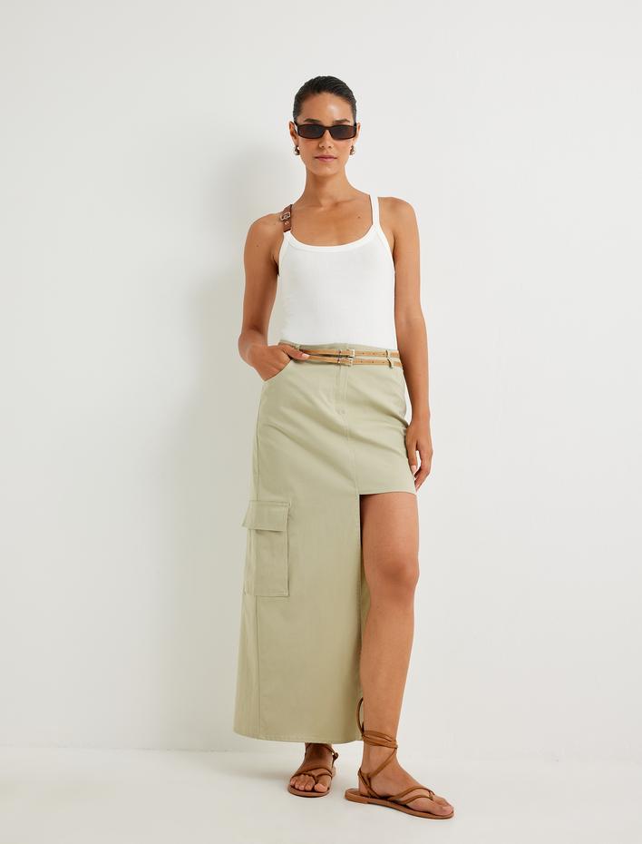  Koton X Sima Tarkan - Askılı Kemer Detaylı  Üst  Slim Fit Viskoz Kumaş