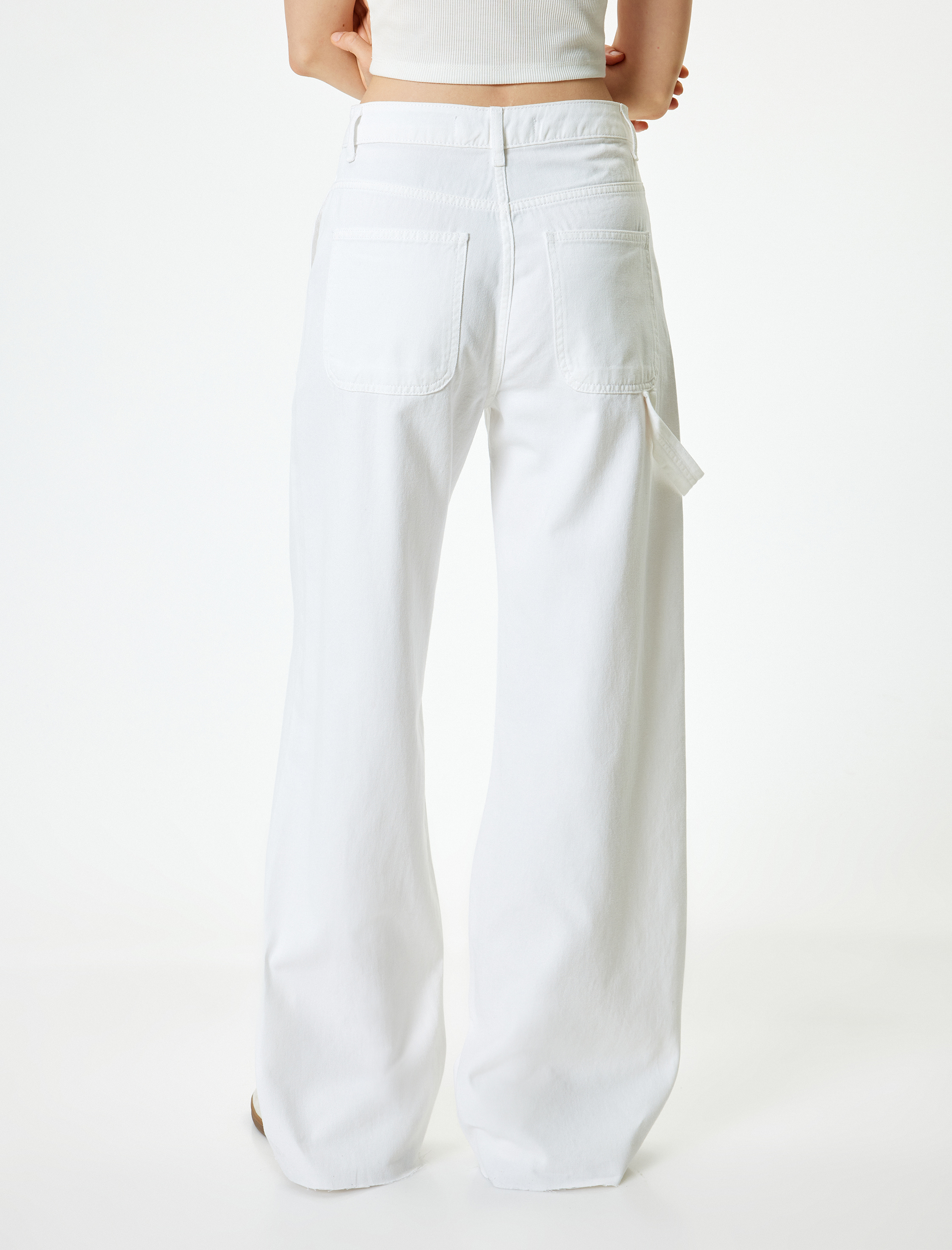   Geniş Paça Kot Pantolon Standart Bel Cep Detaylı Düğmeli Pamuklu - Bianca Jeans