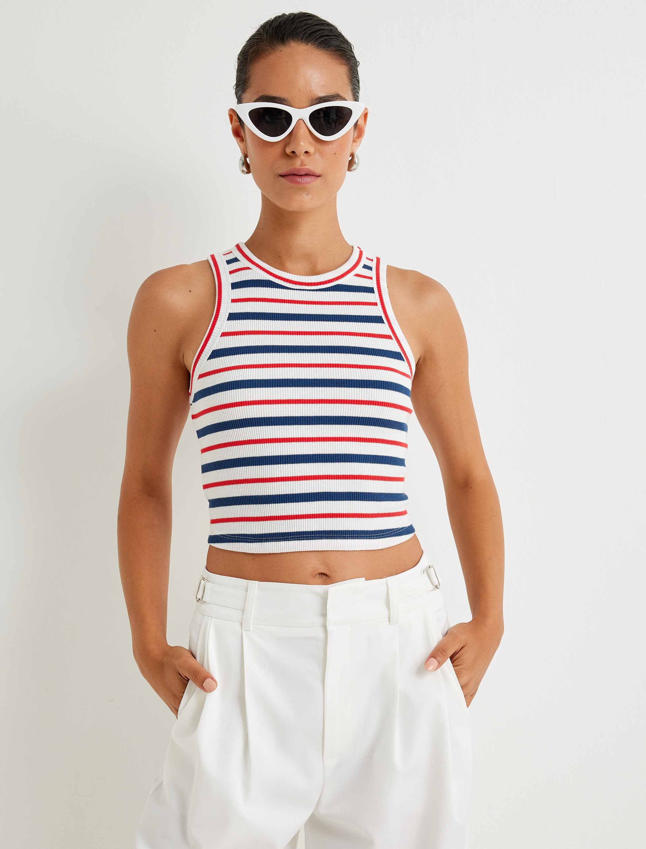   Halter Yaka Crop Atlet Pamuklu