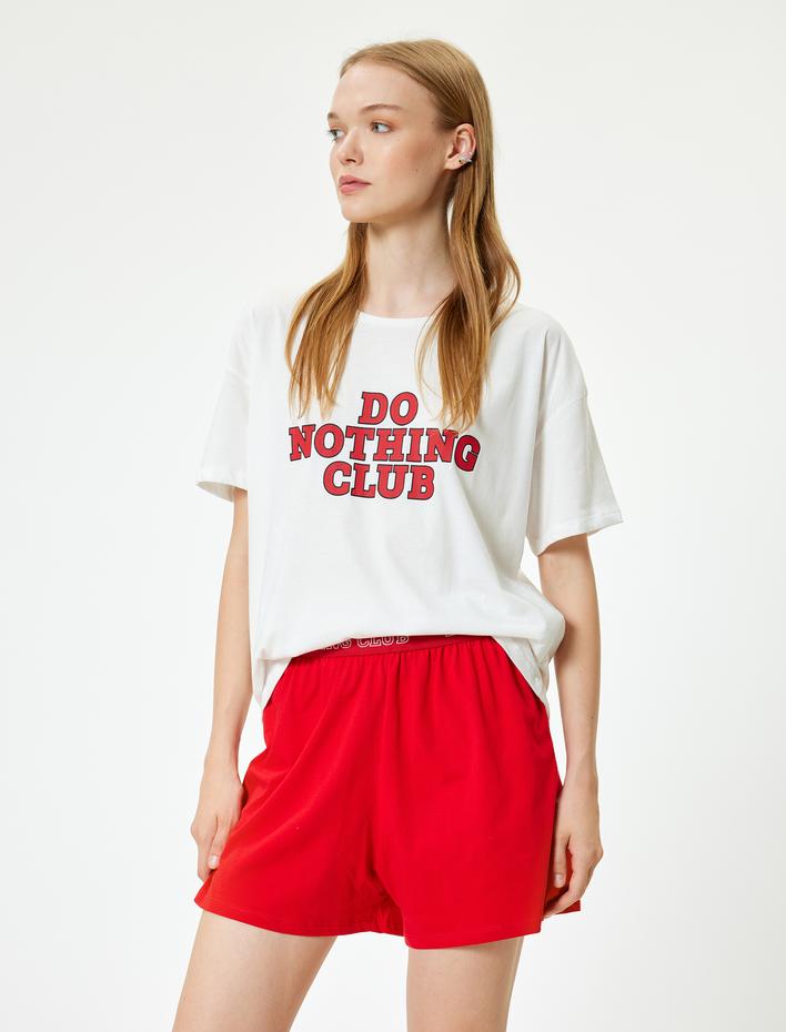  Şortlu Pijama Takımı Baskılı Pamuklu