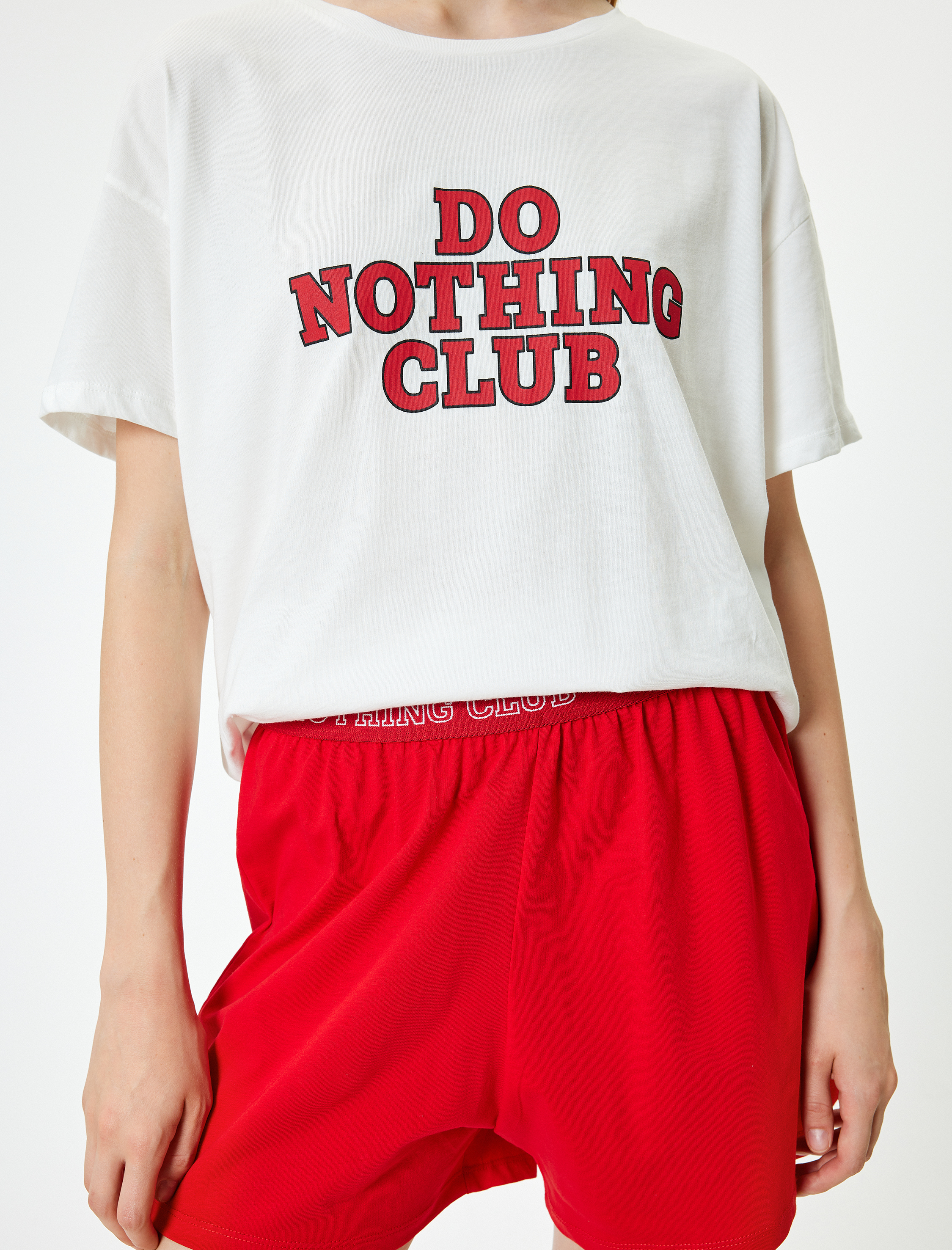   Şortlu Pijama Takımı Baskılı Pamuklu