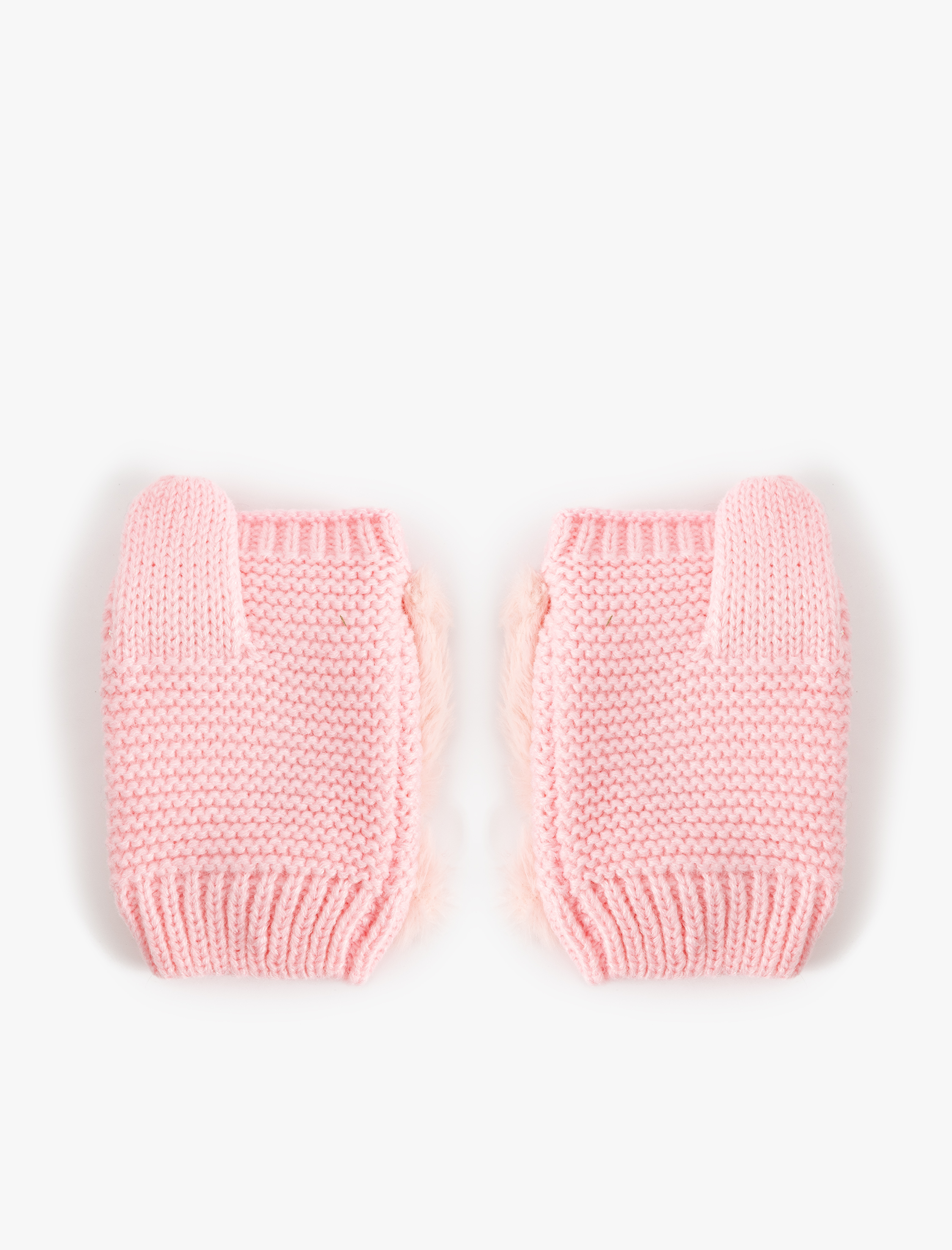  Kız Çocuk Parmaksız Peluş Detaylı Eldiven