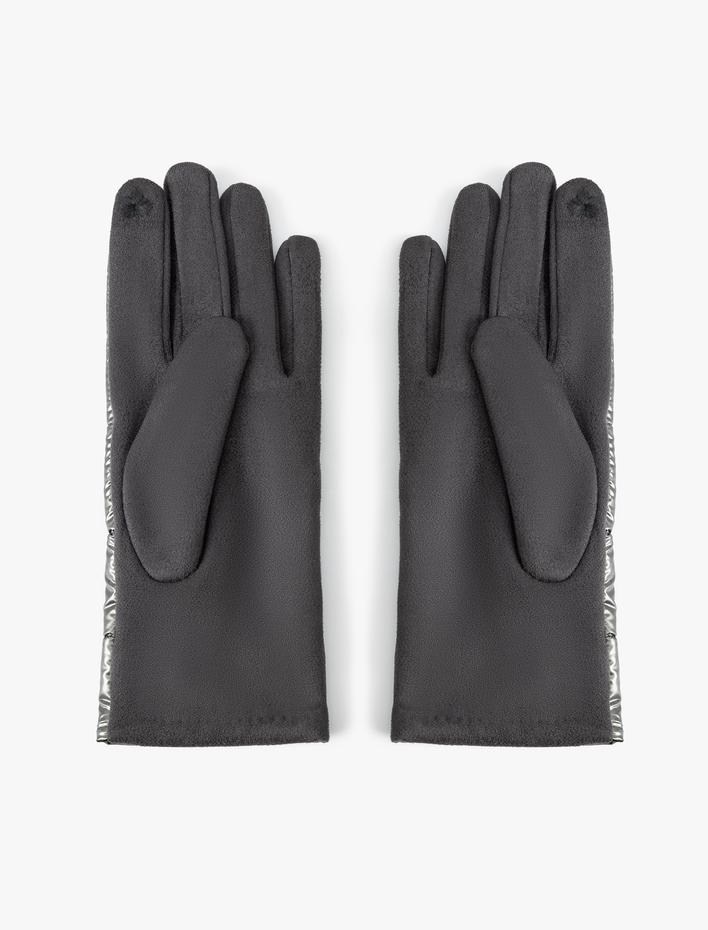 Kadın Metalik Parlak Şişme Eldiven