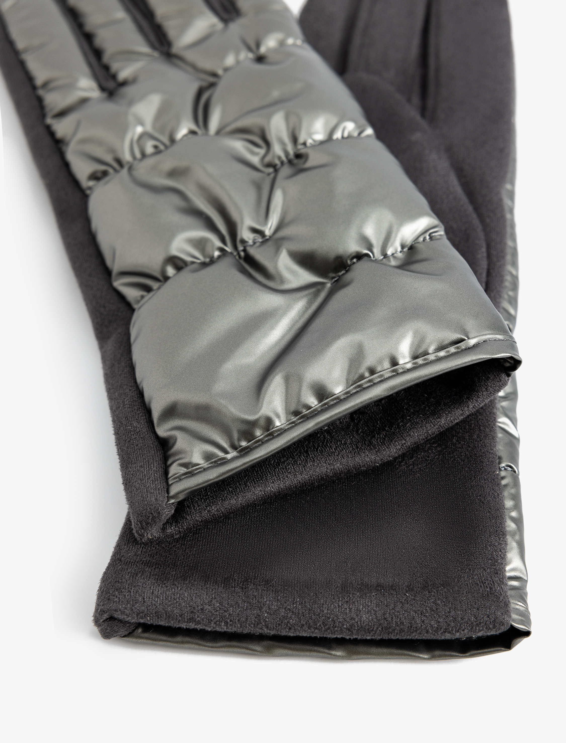 Kadın Metalik Parlak Şişme Eldiven