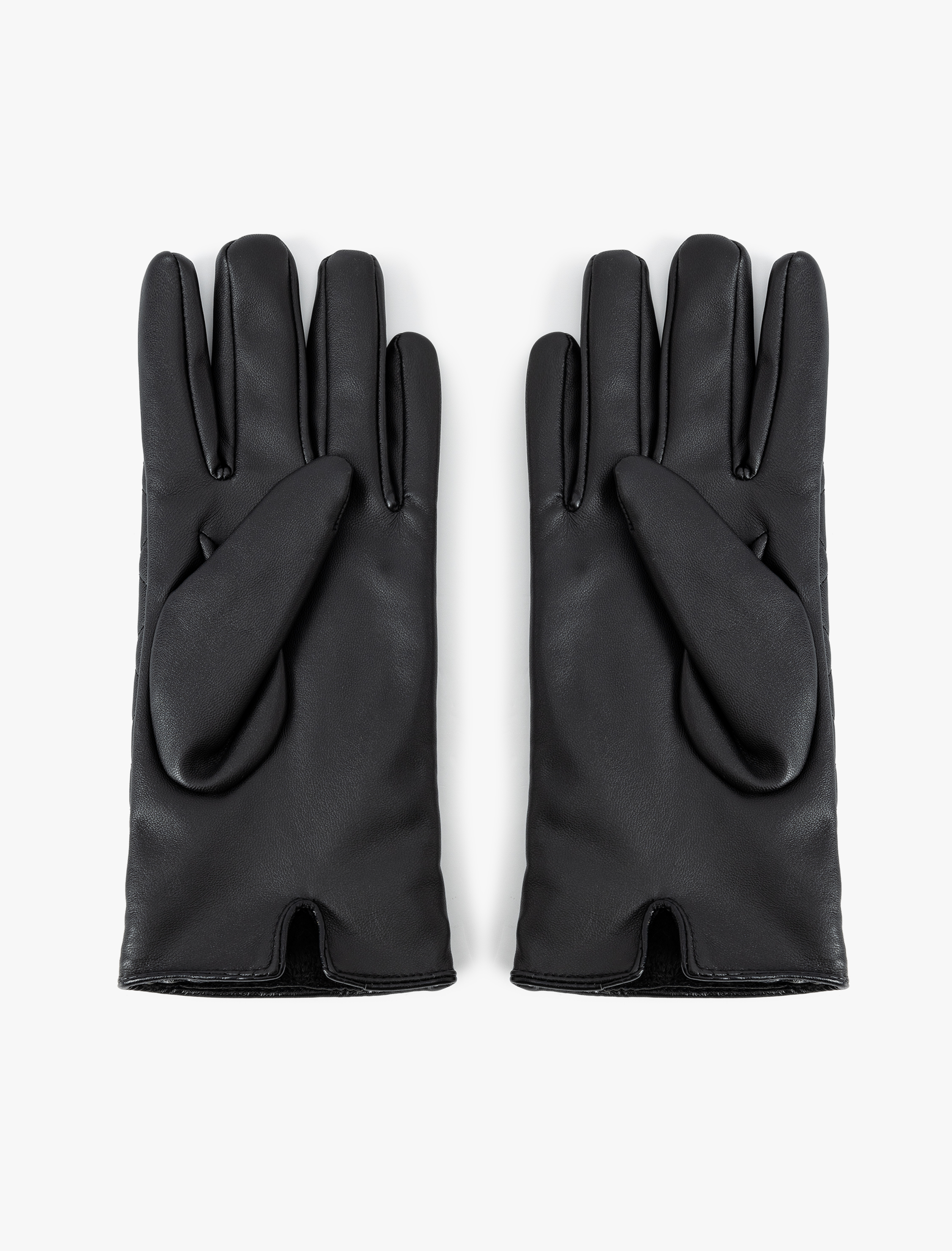  Kadın Suni Deri Eldiven Kapitoneli Zincir Detaylı