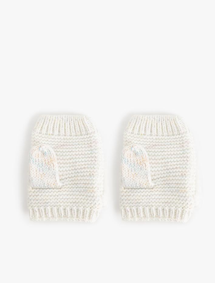 Kız Çocuk Parmaksız Peluş Detaylı Eldiven