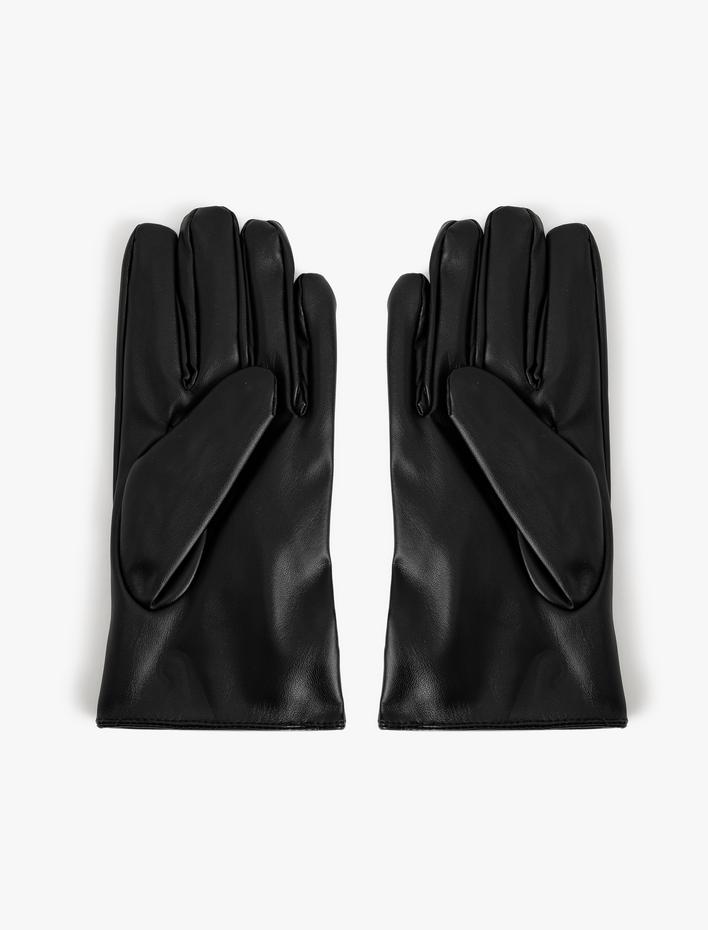 Erkek Suni Deri Eldiven Fermuar Detaylı