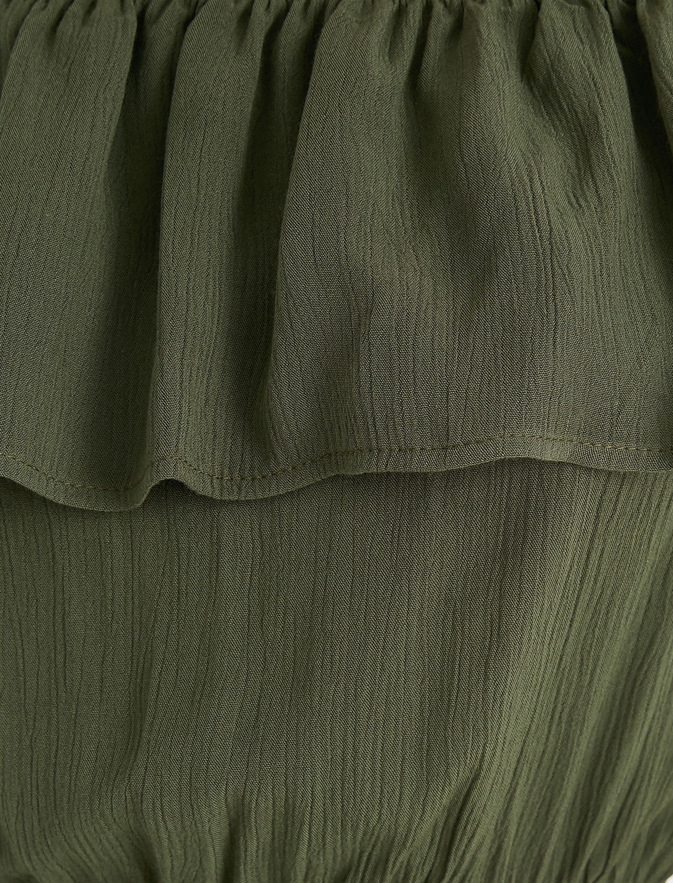   Fırfırlı Viskon Elbise Midi Boy Kayık Yaka