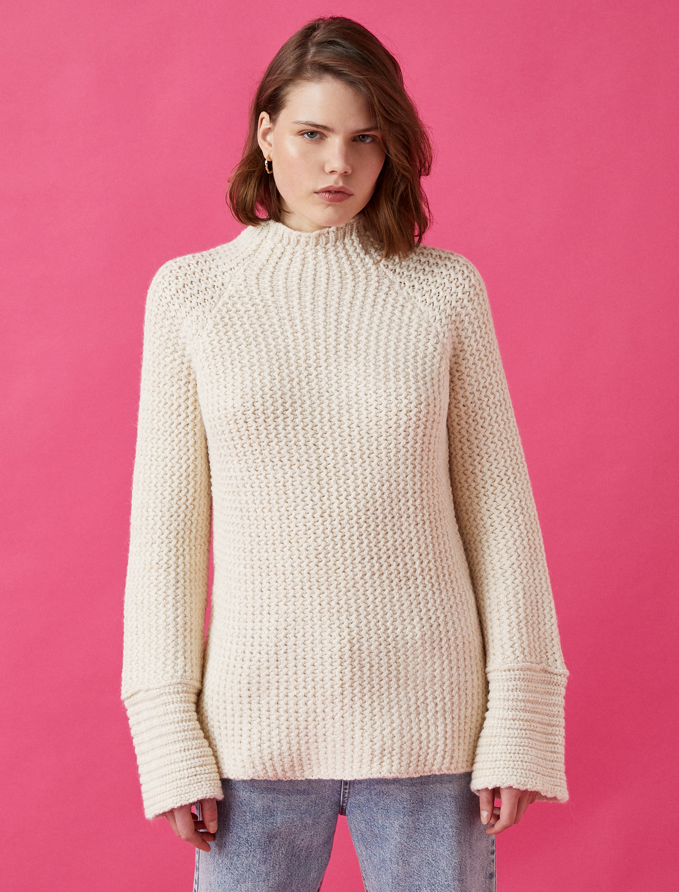   Balıkçı Yaka Uzun Kollu Oversize Triko Kazak