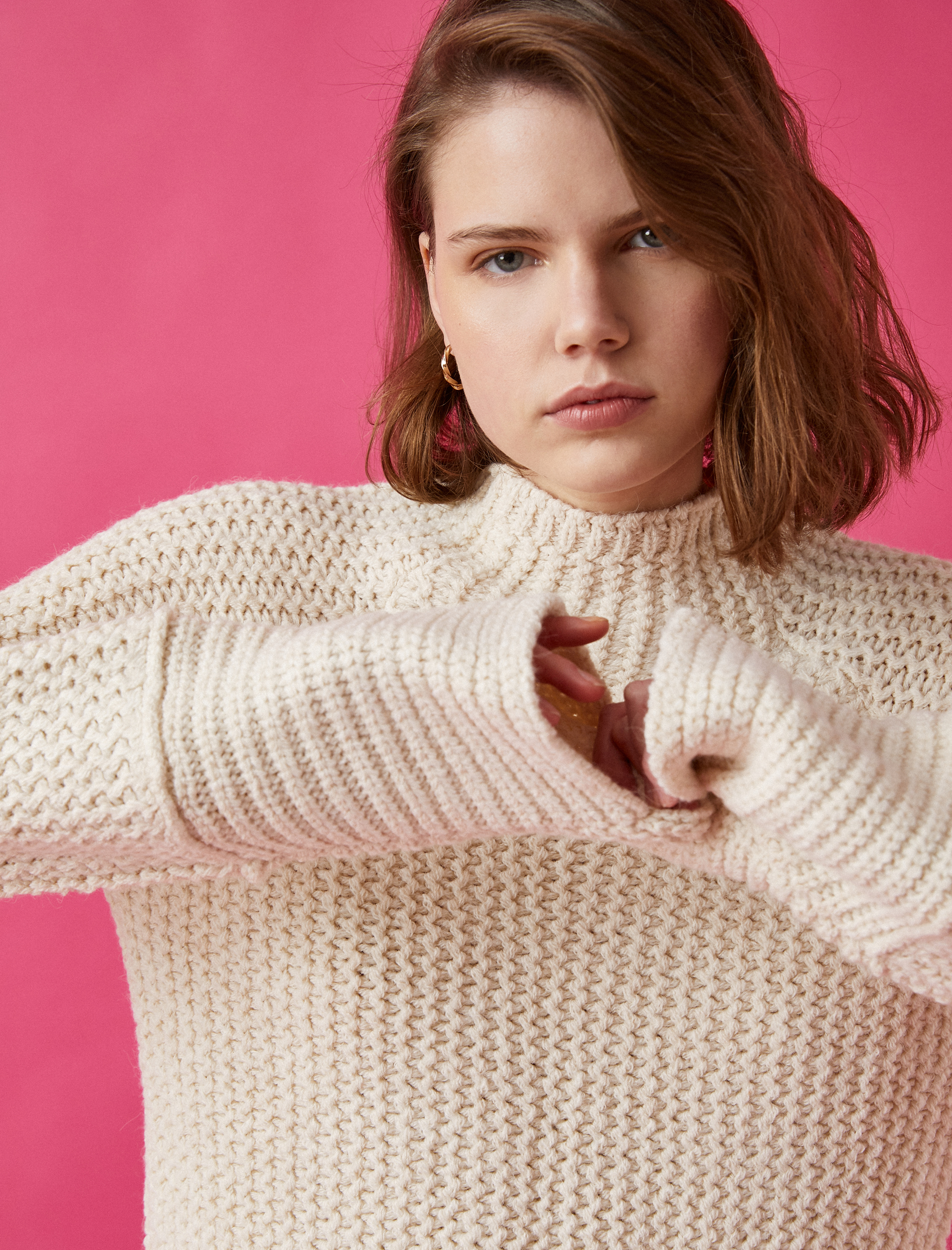   Balıkçı Yaka Uzun Kollu Oversize Triko Kazak