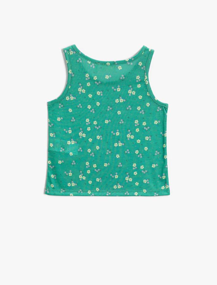 Kız Çocuk Çiçek Baskılı Bisiklet Yaka Atlet