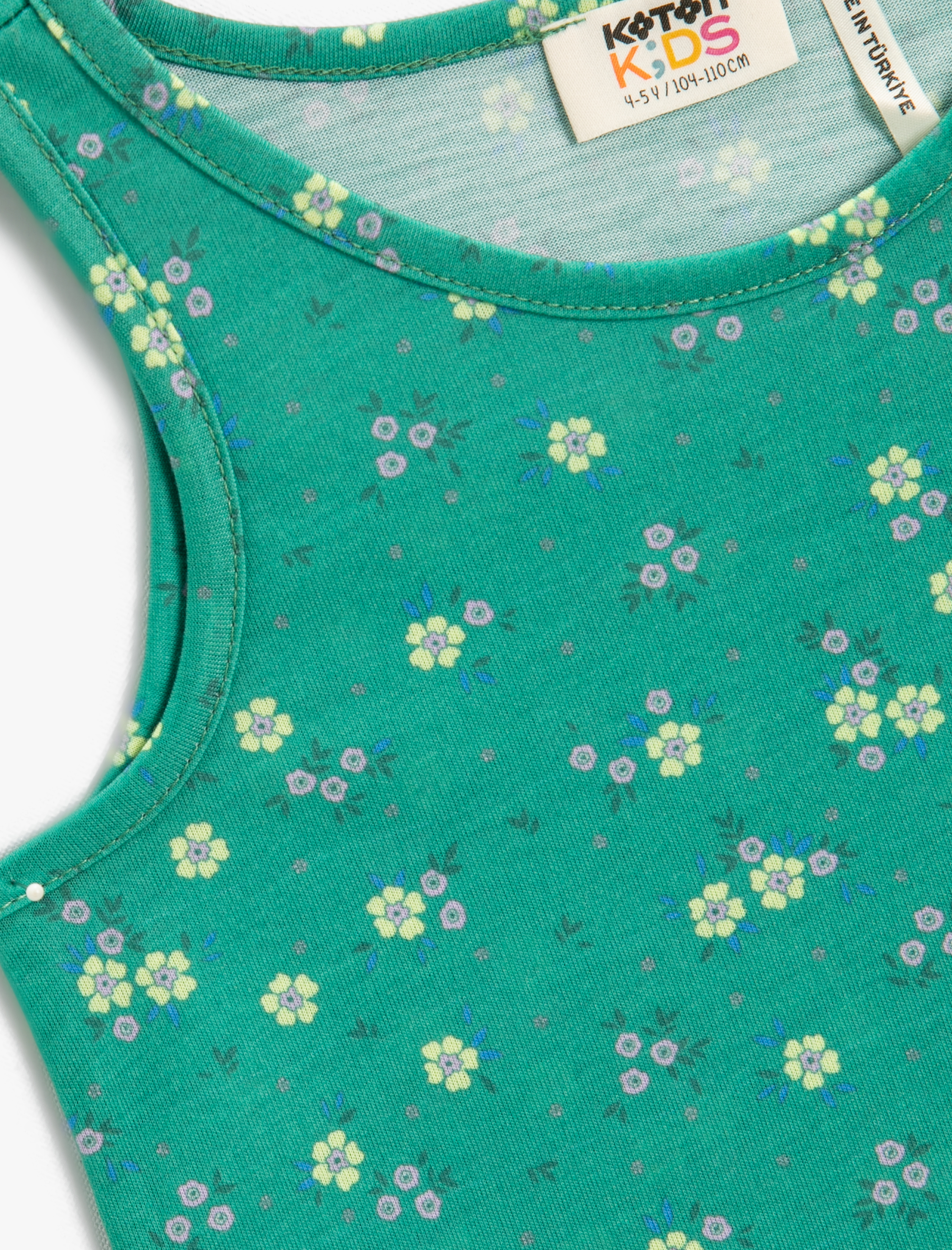  Kız Çocuk Çiçek Baskılı Bisiklet Yaka Atlet