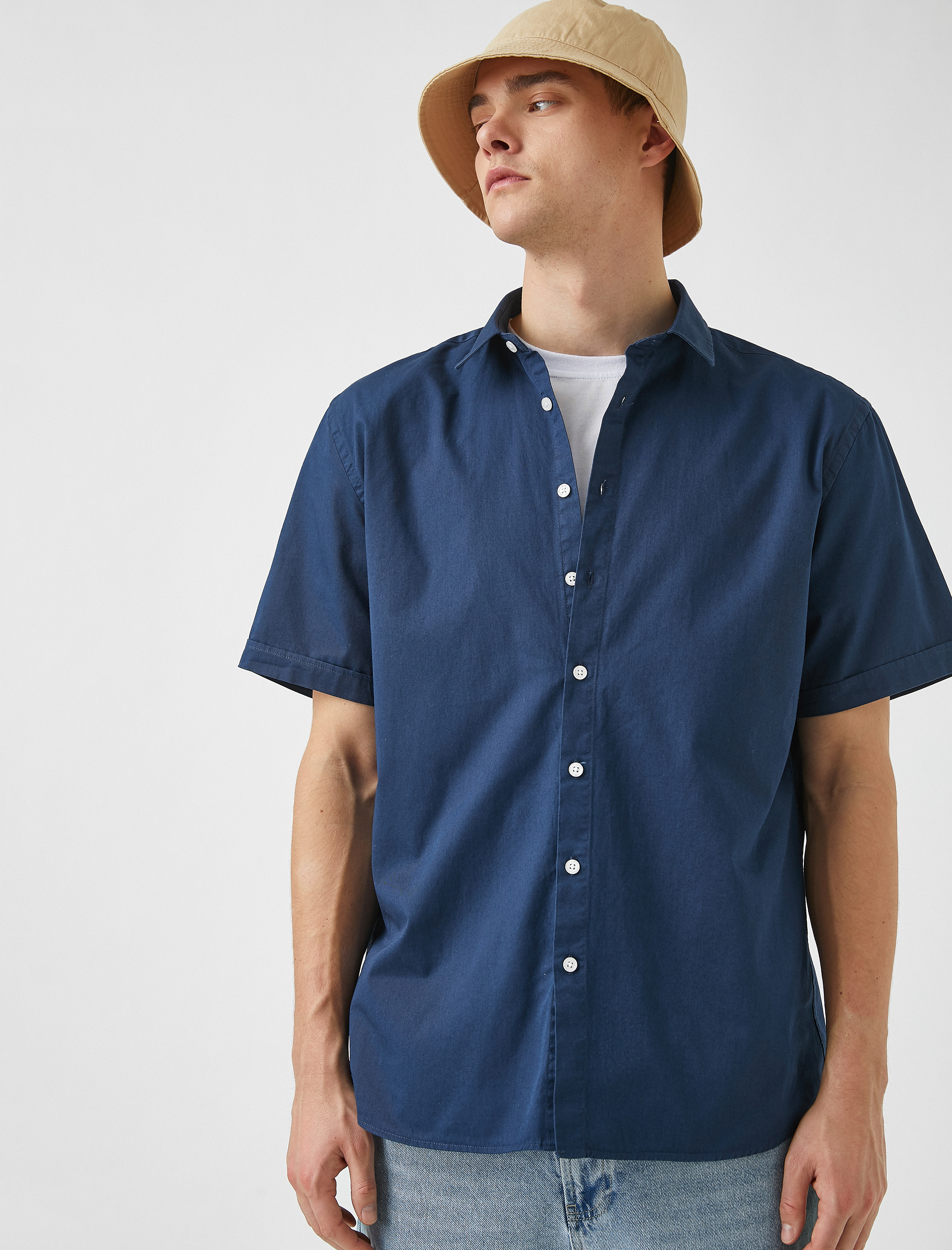   Basic Yazlık Gömlek Kısa Kollu Klasik Yaka