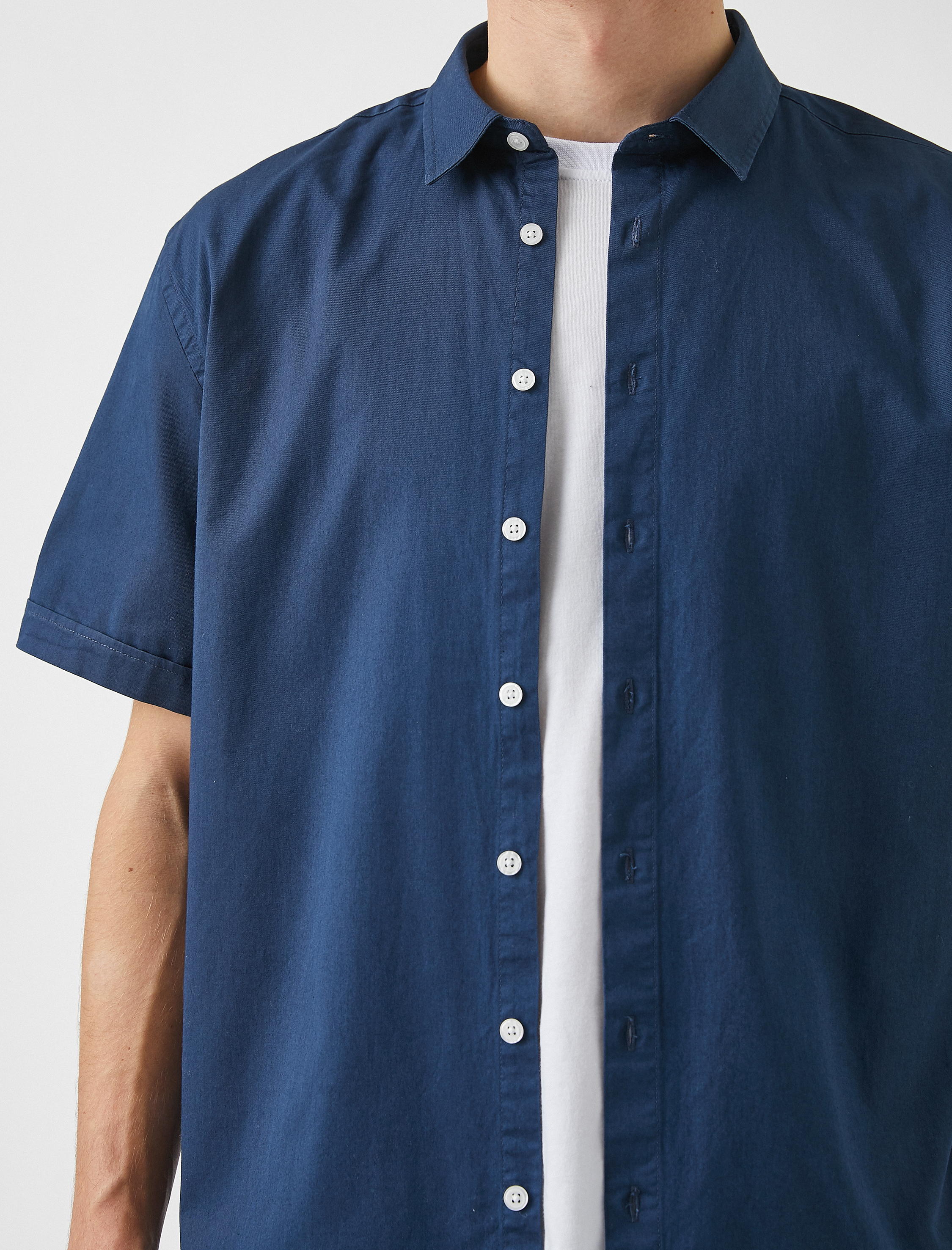   Basic Yazlık Gömlek Kısa Kollu Klasik Yaka