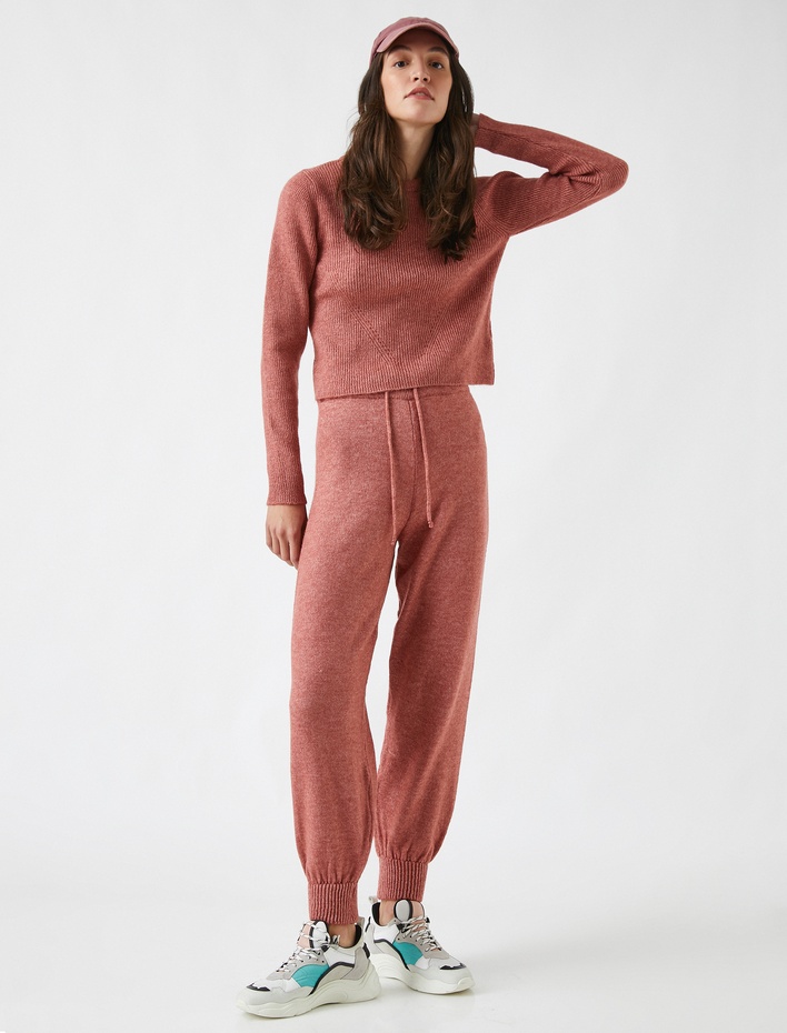  Beli Bağlamalı Triko Pantolon