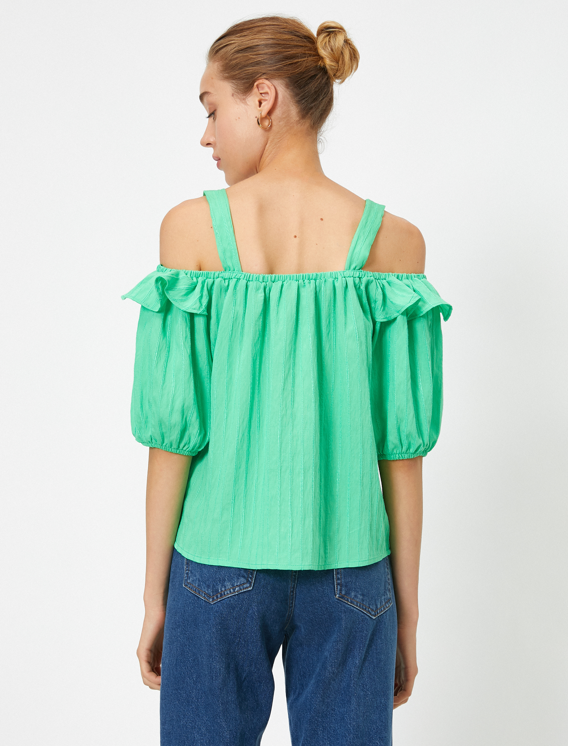   Omuz Dekolteli Kısa Kollu Bluz