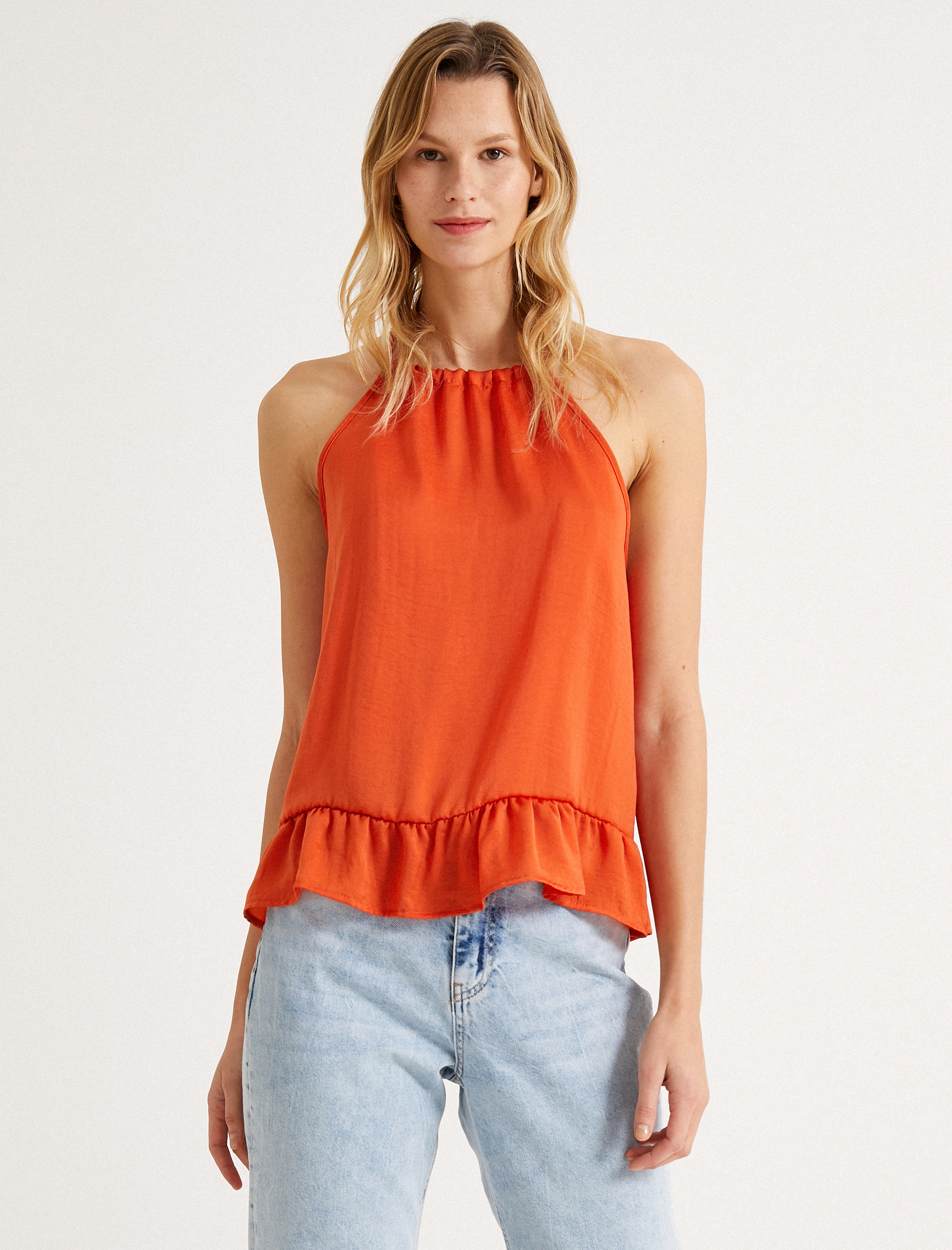   Halter Yaka Atlet Fırfırlı Tanktop
