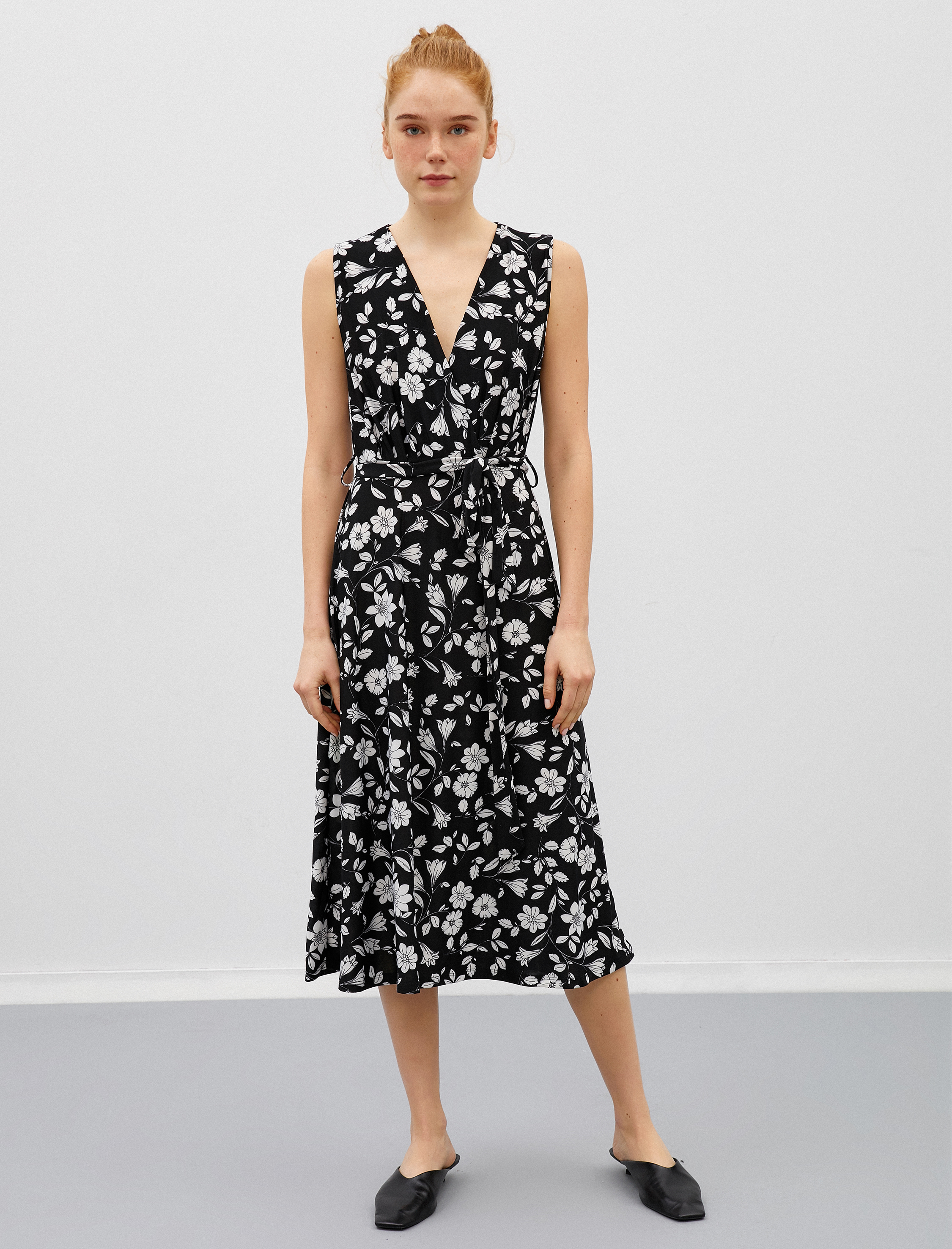   Çiçekli Yazlık Elbise Kruvaze Kolsuz