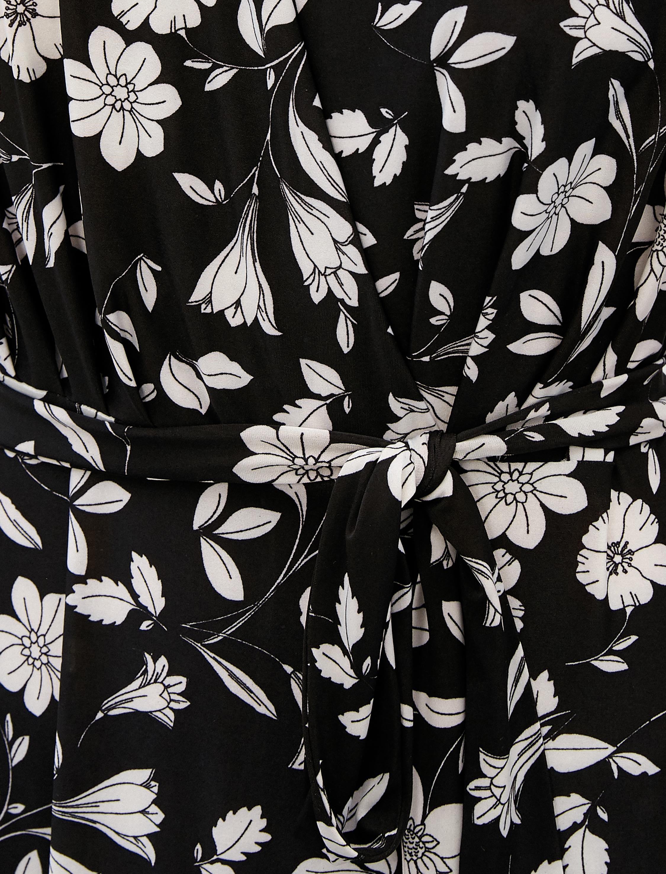   Çiçekli Yazlık Elbise Kruvaze Kolsuz