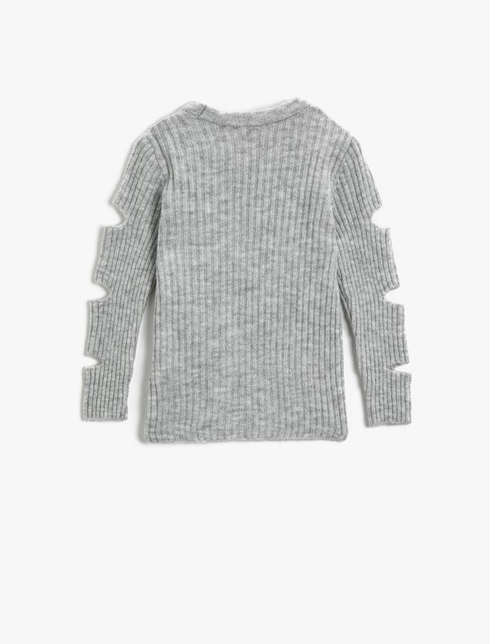 Kız Çocuk Fitilli Kazak Pencere Detaylı