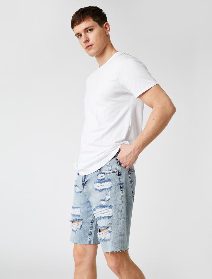  Eskitilmiş Kot Şort