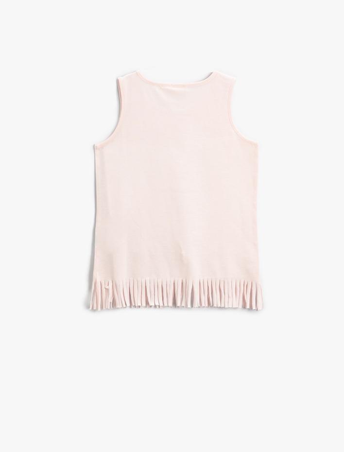 Kız Çocuk Atlet Püsküllü Yaz Temalı Baskılı Pamuklu