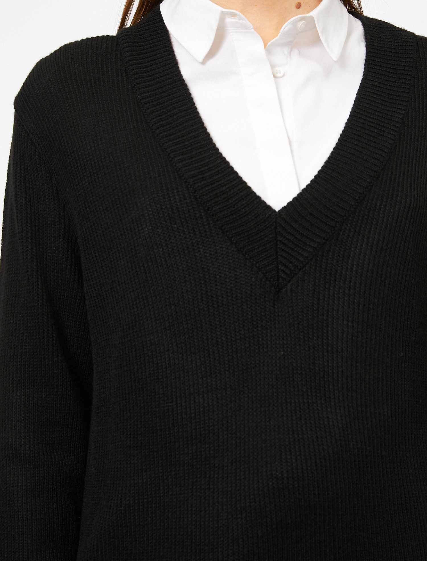   V Yaka Uzun Kollu Triko Kazak