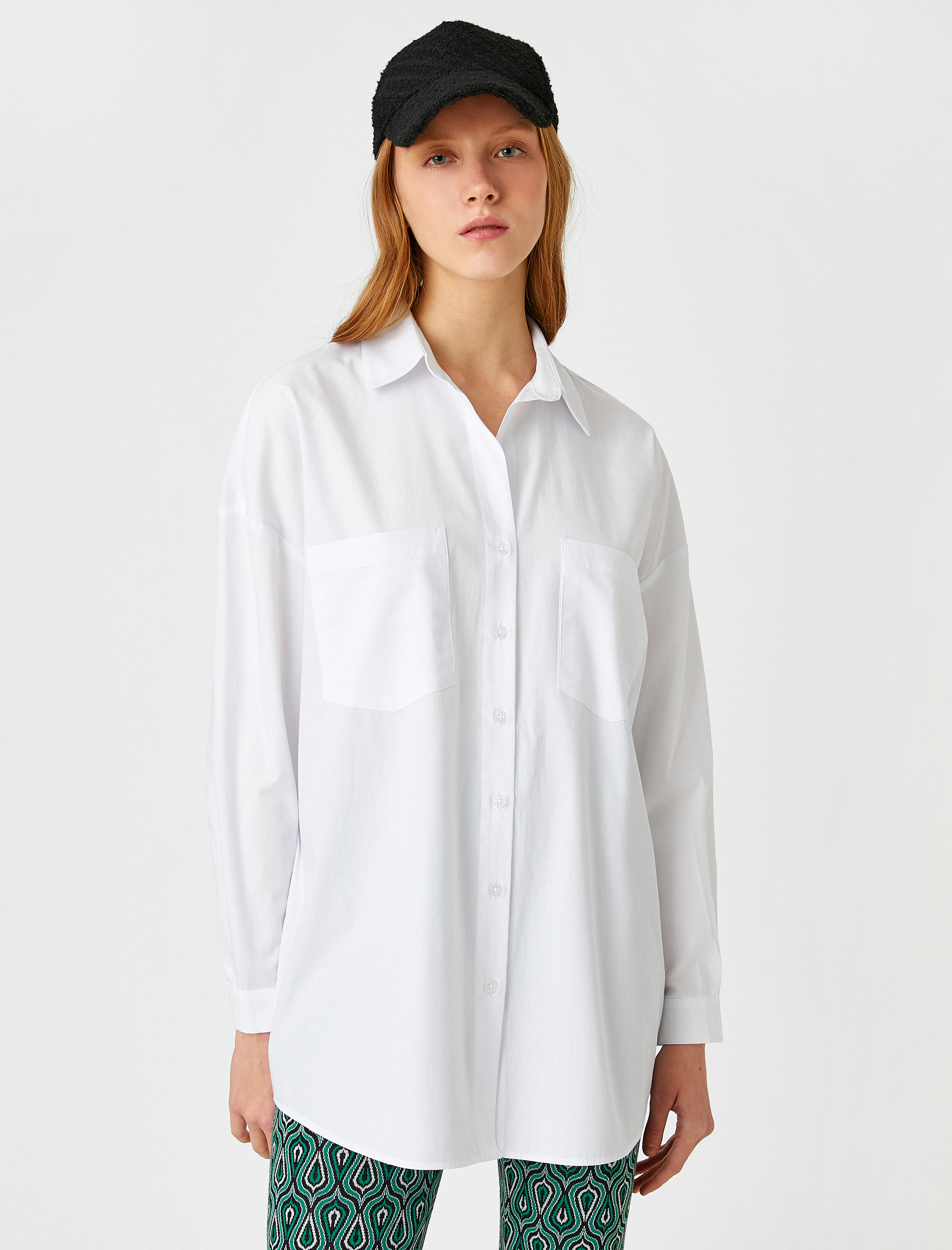   Uzun Kollu Pamuklu Cepli Gömlek