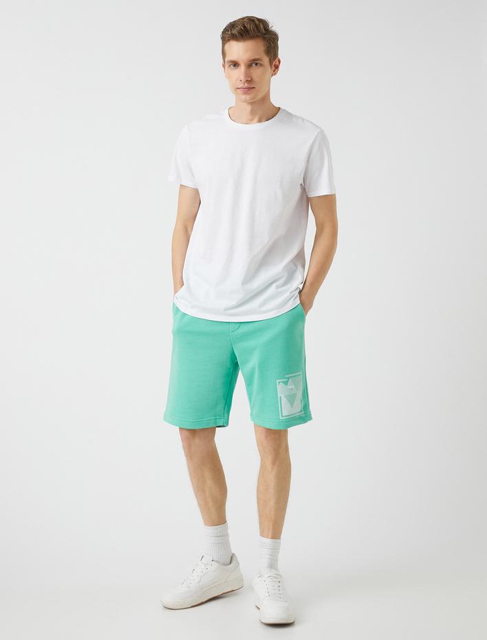  Beli Bağcıklı Baskılı Şort