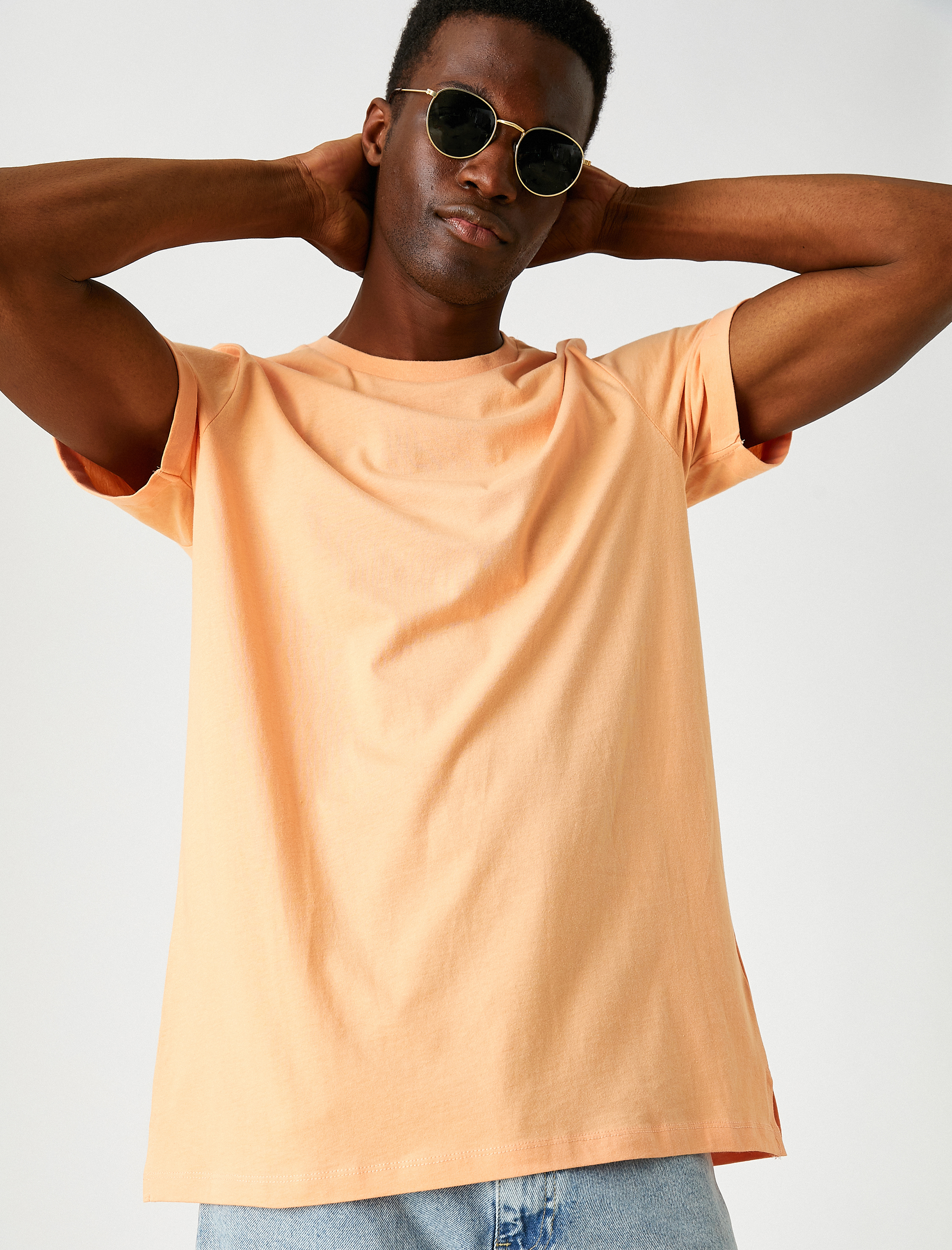   Basic Uzun Tişört Bisiklet Yaka