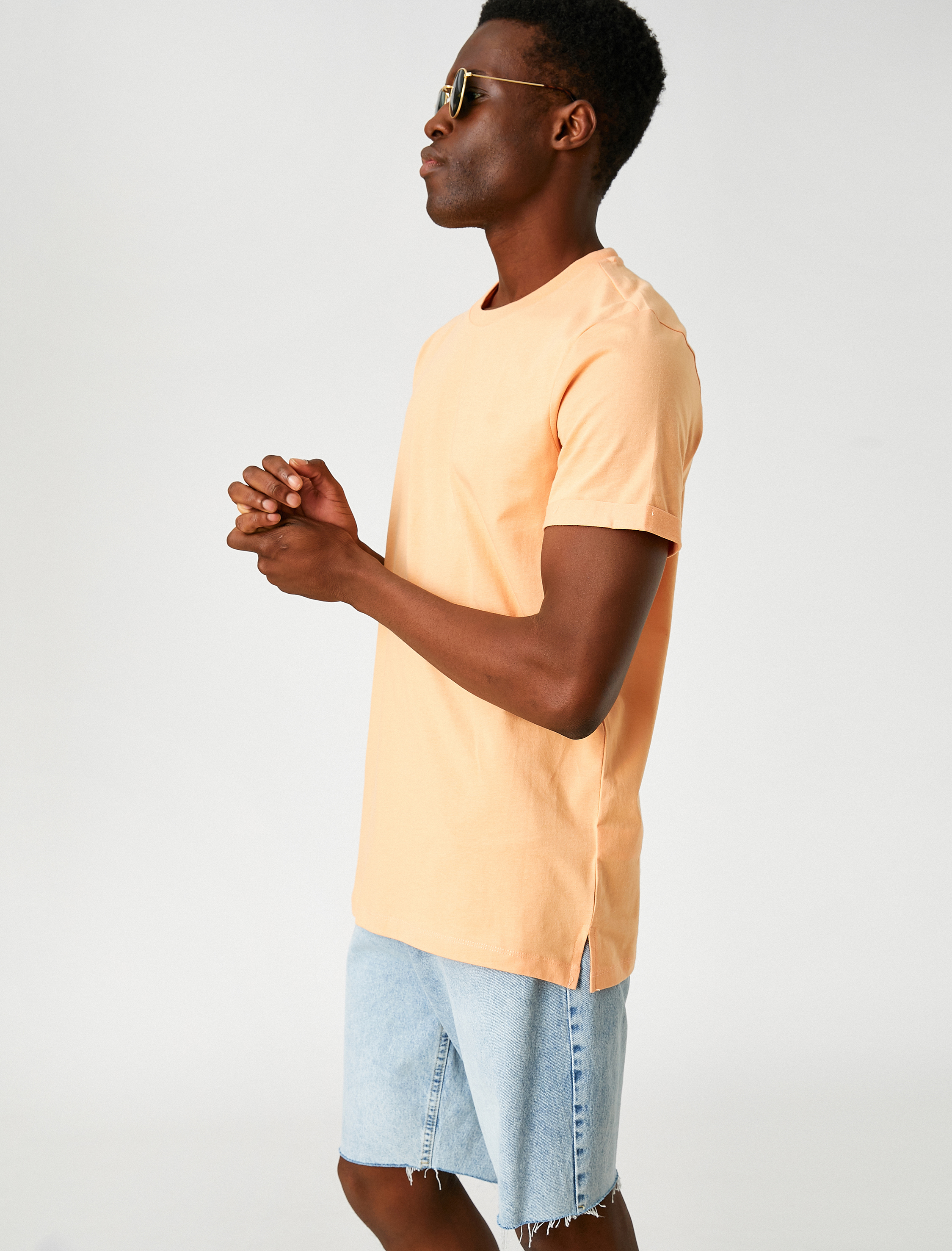   Basic Uzun Tişört Bisiklet Yaka