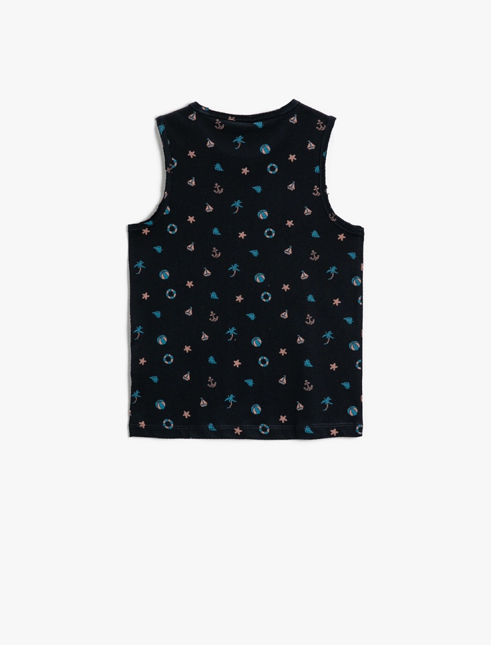 Erkek Çocuk Baskılı Atlet Bisiklet Yaka Pamuklu