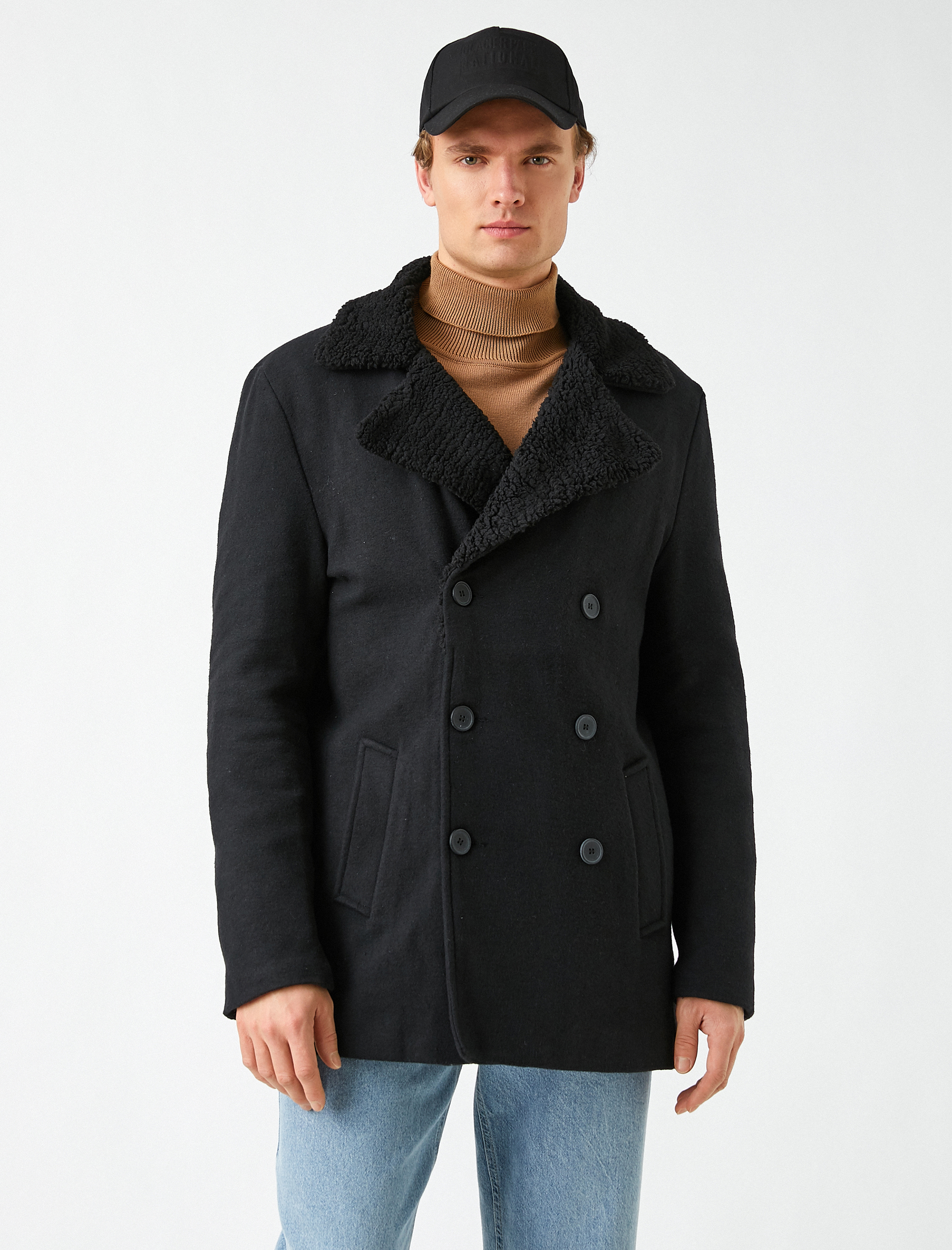   Suni Kürk Yaka Kaşe Kaban