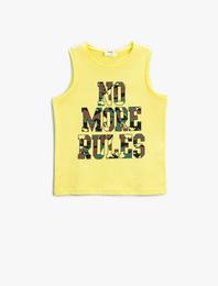 Slogan Baskılı Atlet Bisiklet Yaka Pamuklu