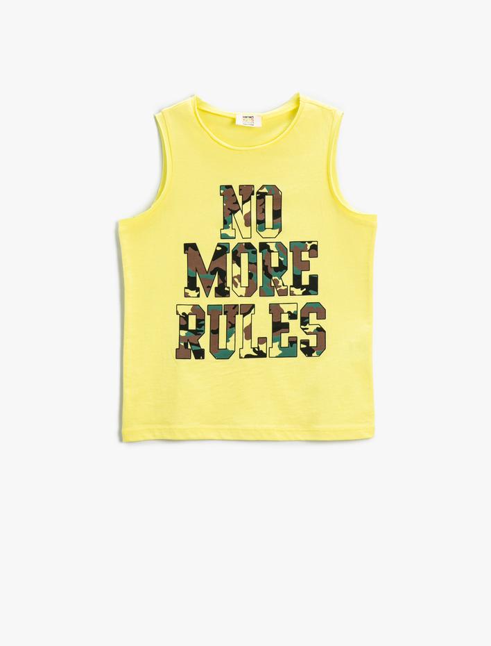 Erkek Çocuk Slogan Baskılı Atlet Bisiklet Yaka Pamuklu