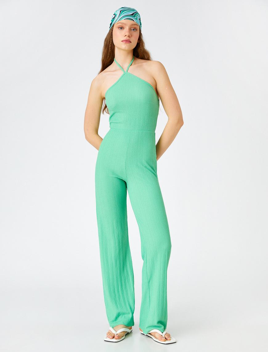   Halter Yaka Tulum Fitilli Maksi