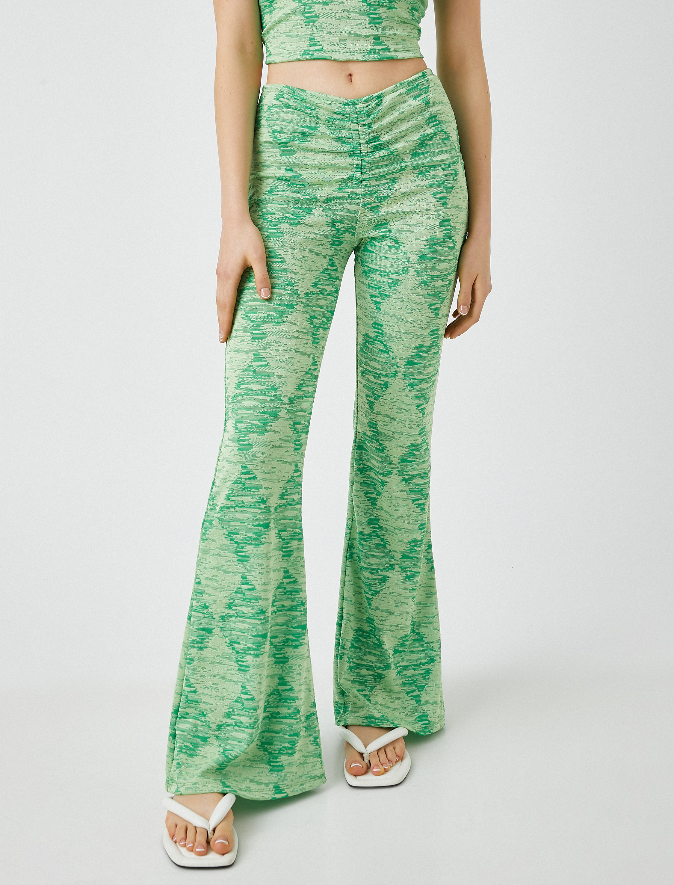 Desenli İspanyol Paça Pantolon