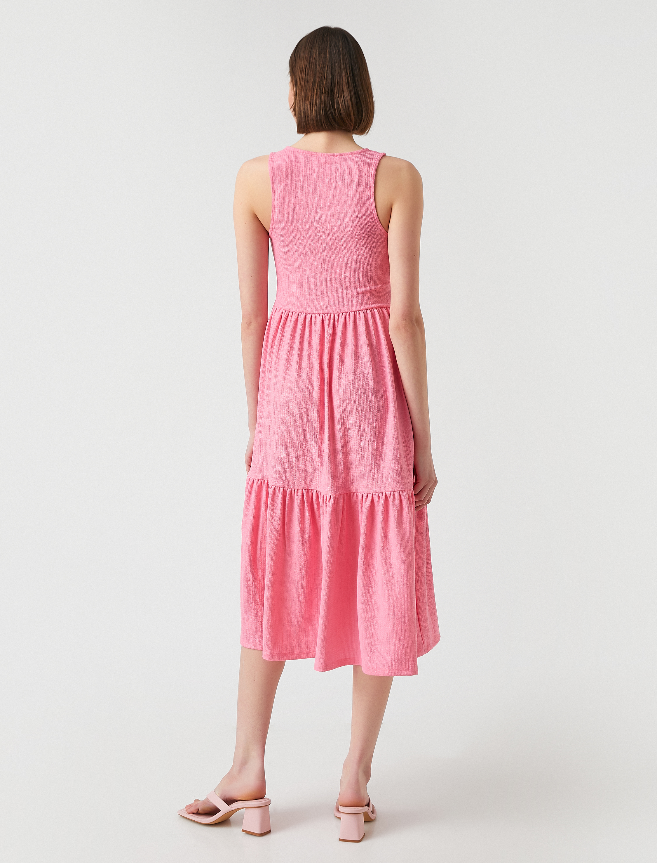   Midi Boy Fırfırlı Elbise Kolsuz