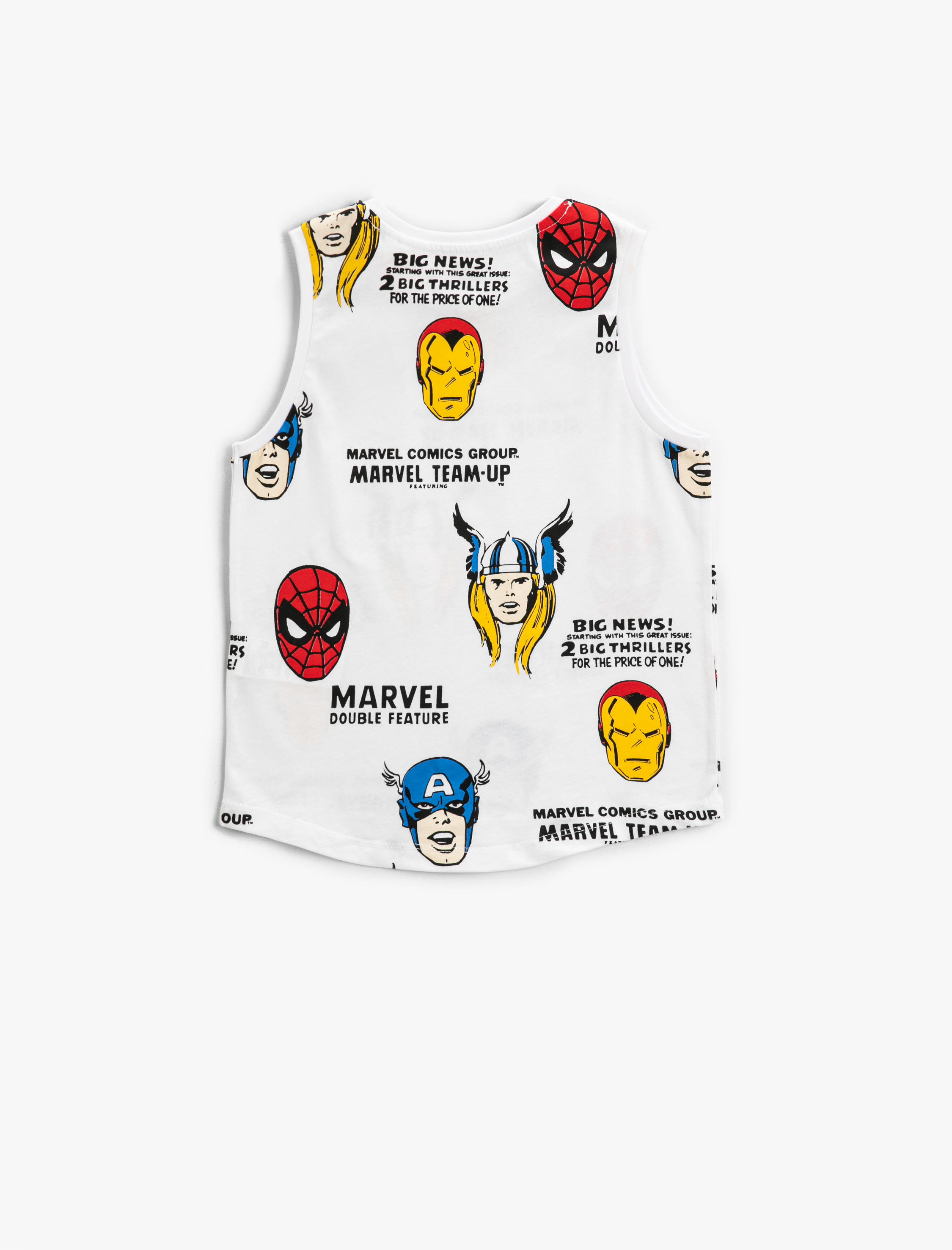  Erkek Çocuk Marvel Baskılı Üst Lisanslı Kolsuz Bisiklet Yaka Pamuklu