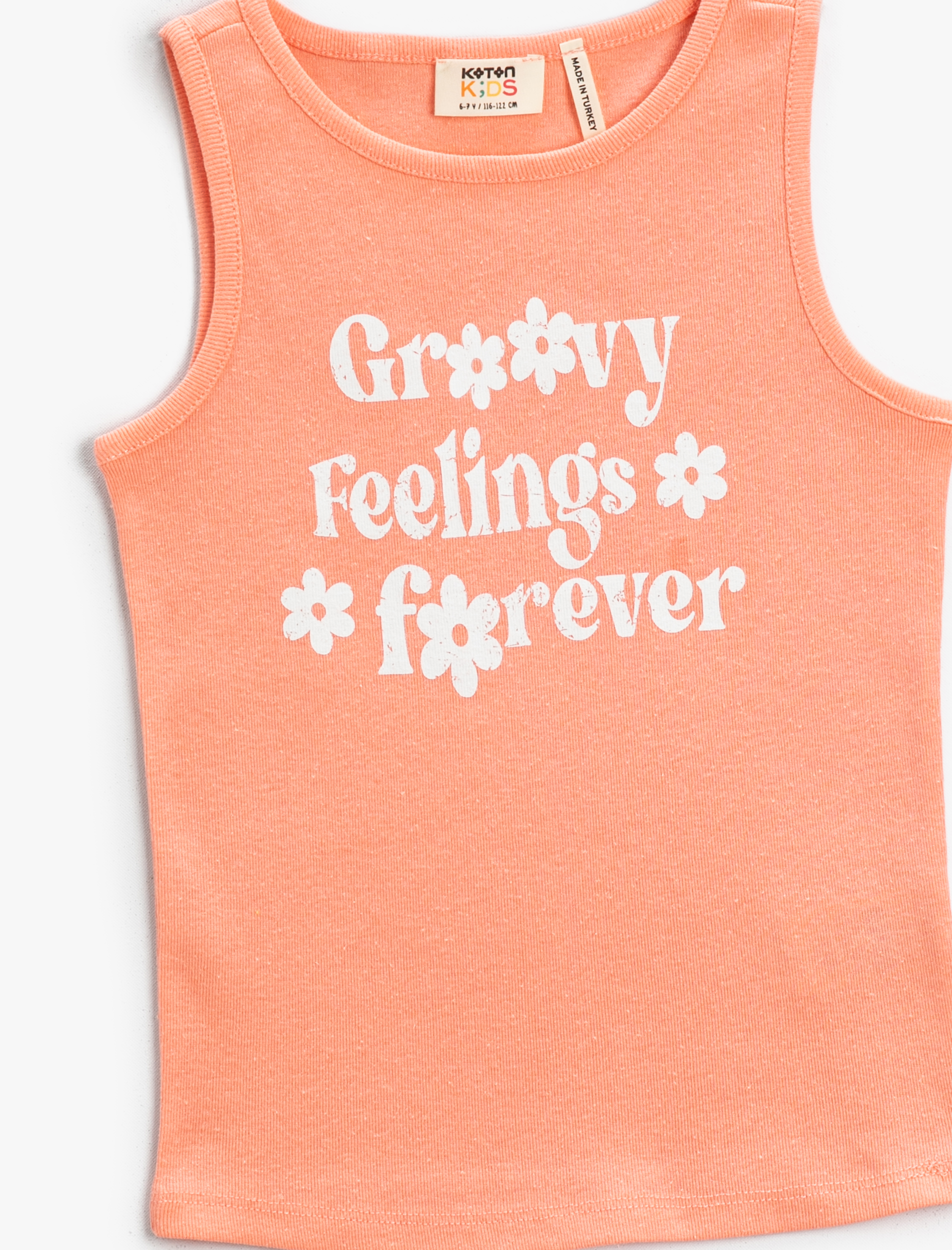  Kız Çocuk Baskılı Crop Atlet Bisiklet Yaka Pamuklu