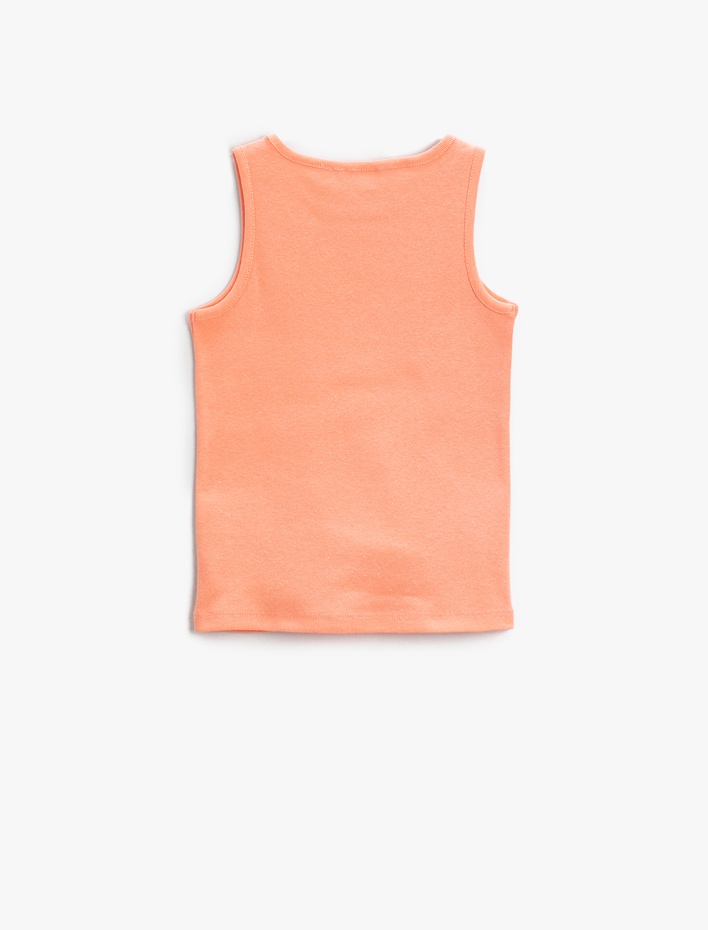 Kız Çocuk Baskılı Crop Atlet Bisiklet Yaka Pamuklu