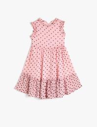 Bisiklet Yaka Fırfırlı Puantiyeli Elbise