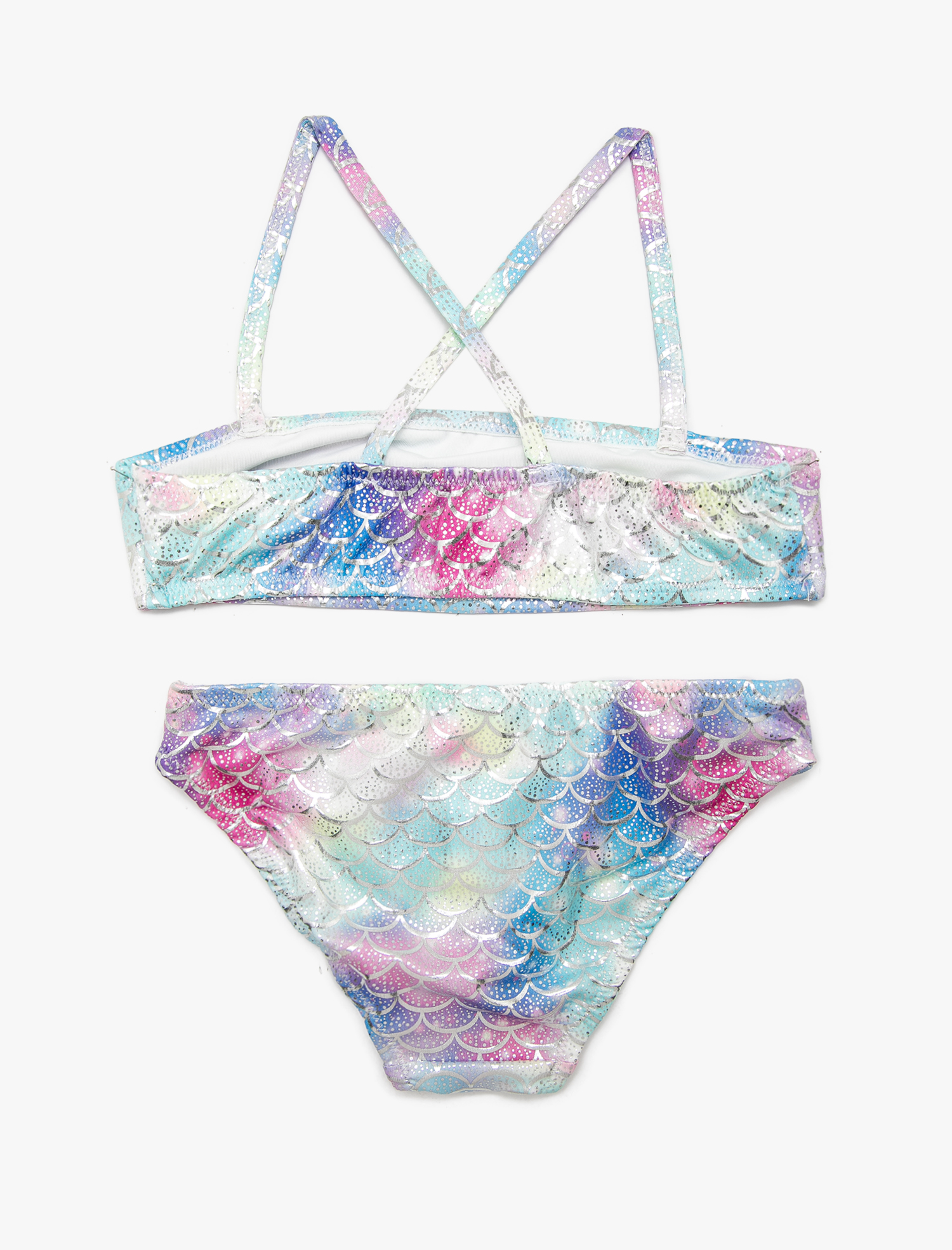 Kız Çocuk Bikini Set Arkası Çapraz Askılı Parıltılı