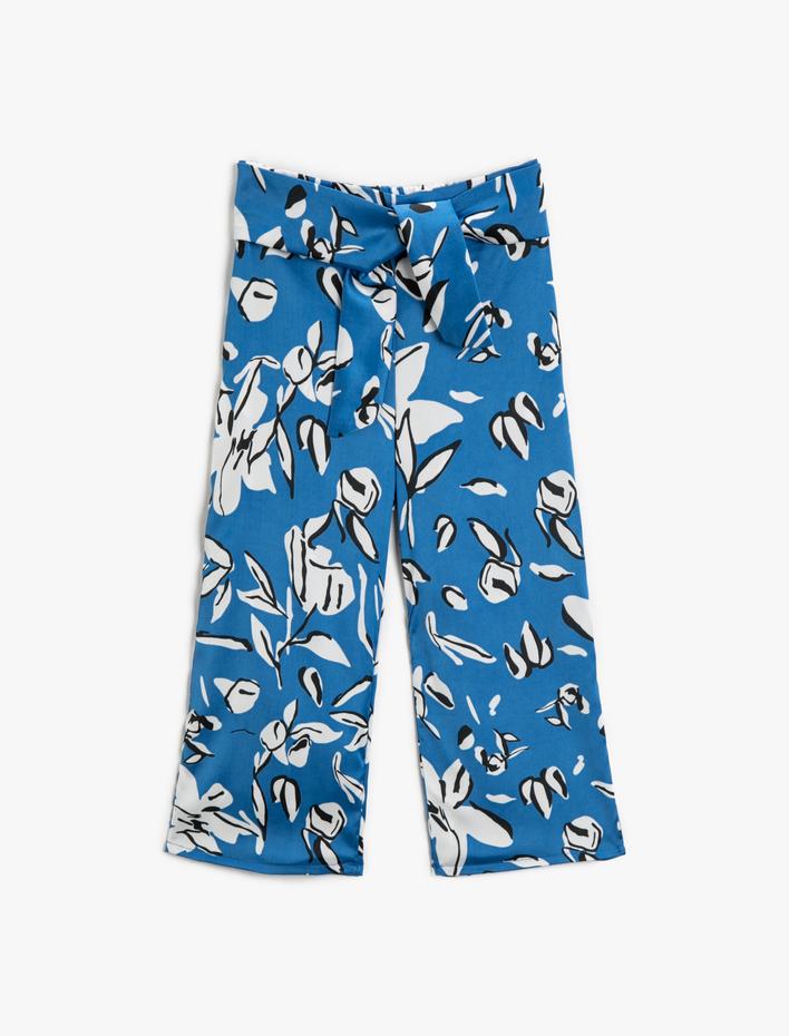 Kız Çocuk Desenli Pantolon Kuşaklı