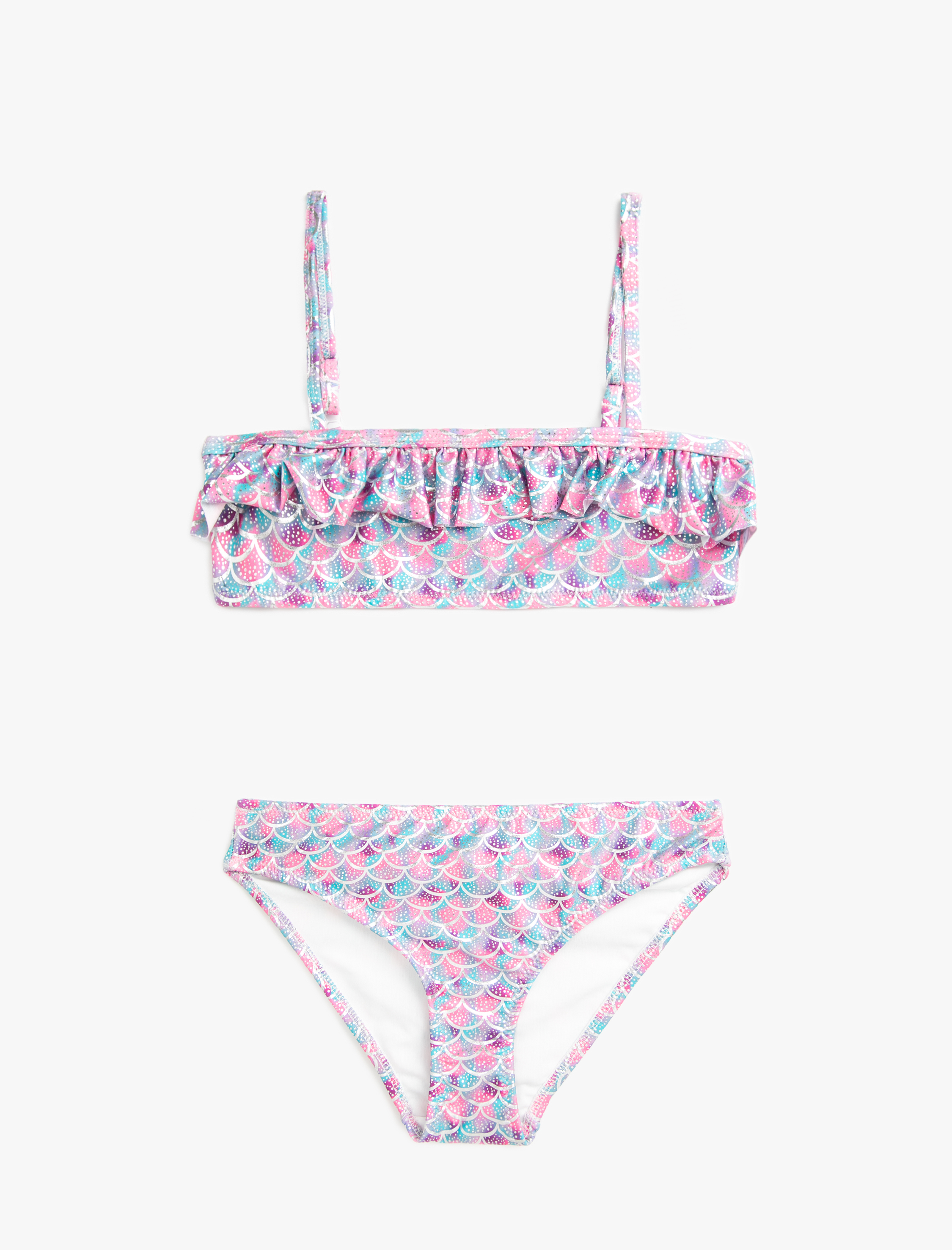  Kız Çocuk Bikini Takımı Fırfırlı İnce Askılı