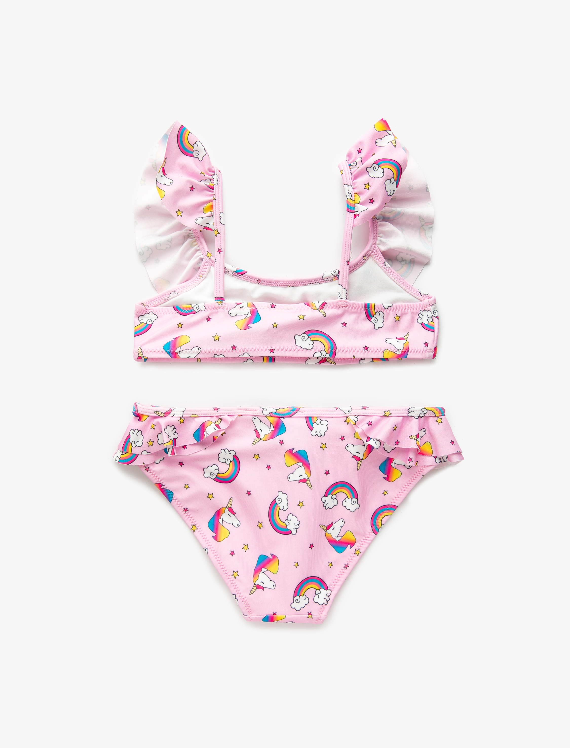  Kız Çocuk Bikini Takımı Fırfırlı Unicorn Desenli